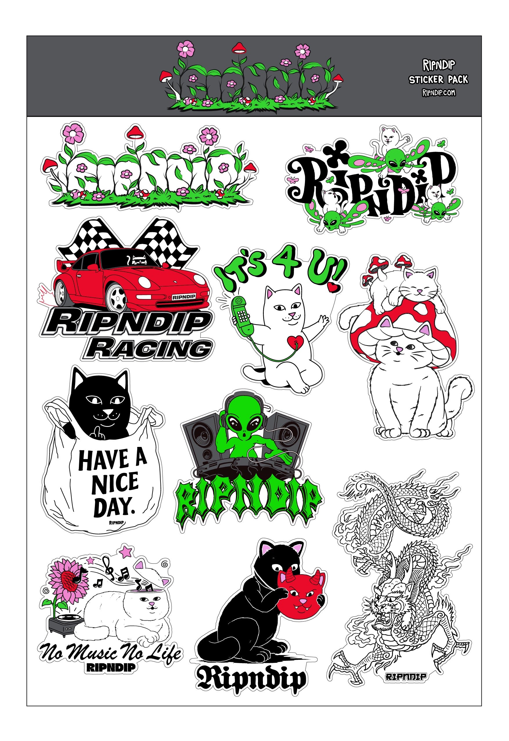 RIPNDIP Field Friends Sticker Sheet (Multi)