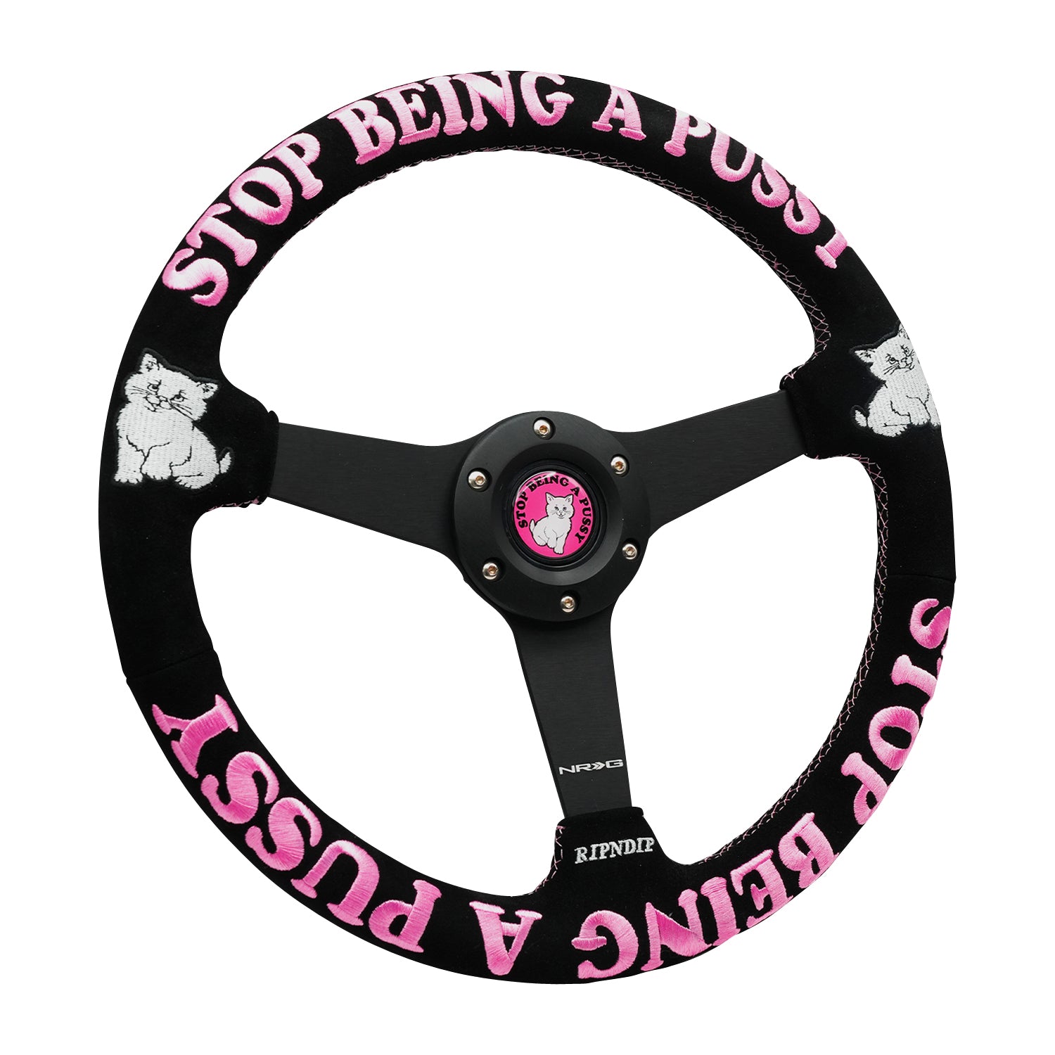 RIPNDIP Ripndip x NRG Stop Being A Pussy Steering Wheel (Black / Pink)
