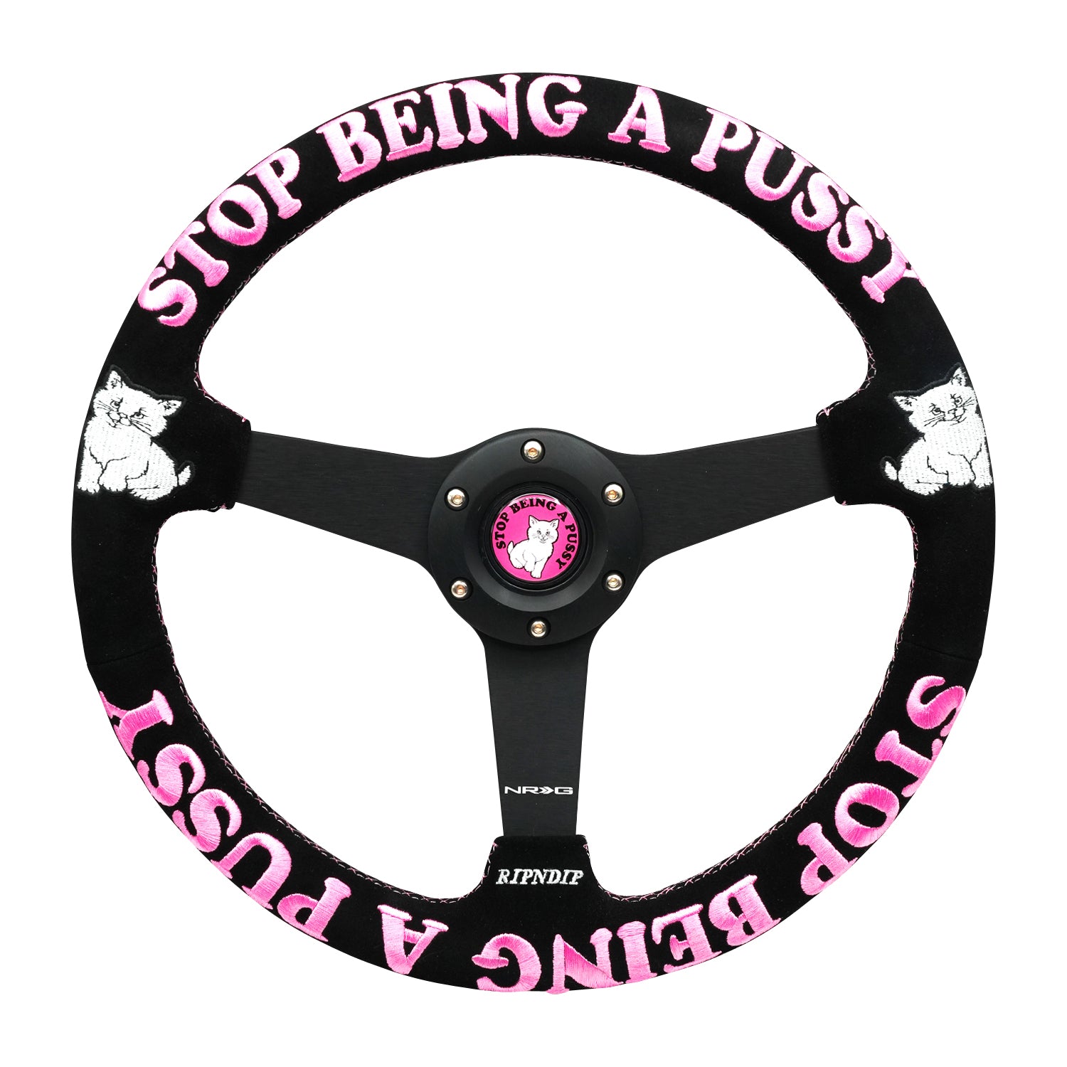 RIPNDIP Ripndip x NRG Stop Being A Pussy Steering Wheel (Black / Pink)