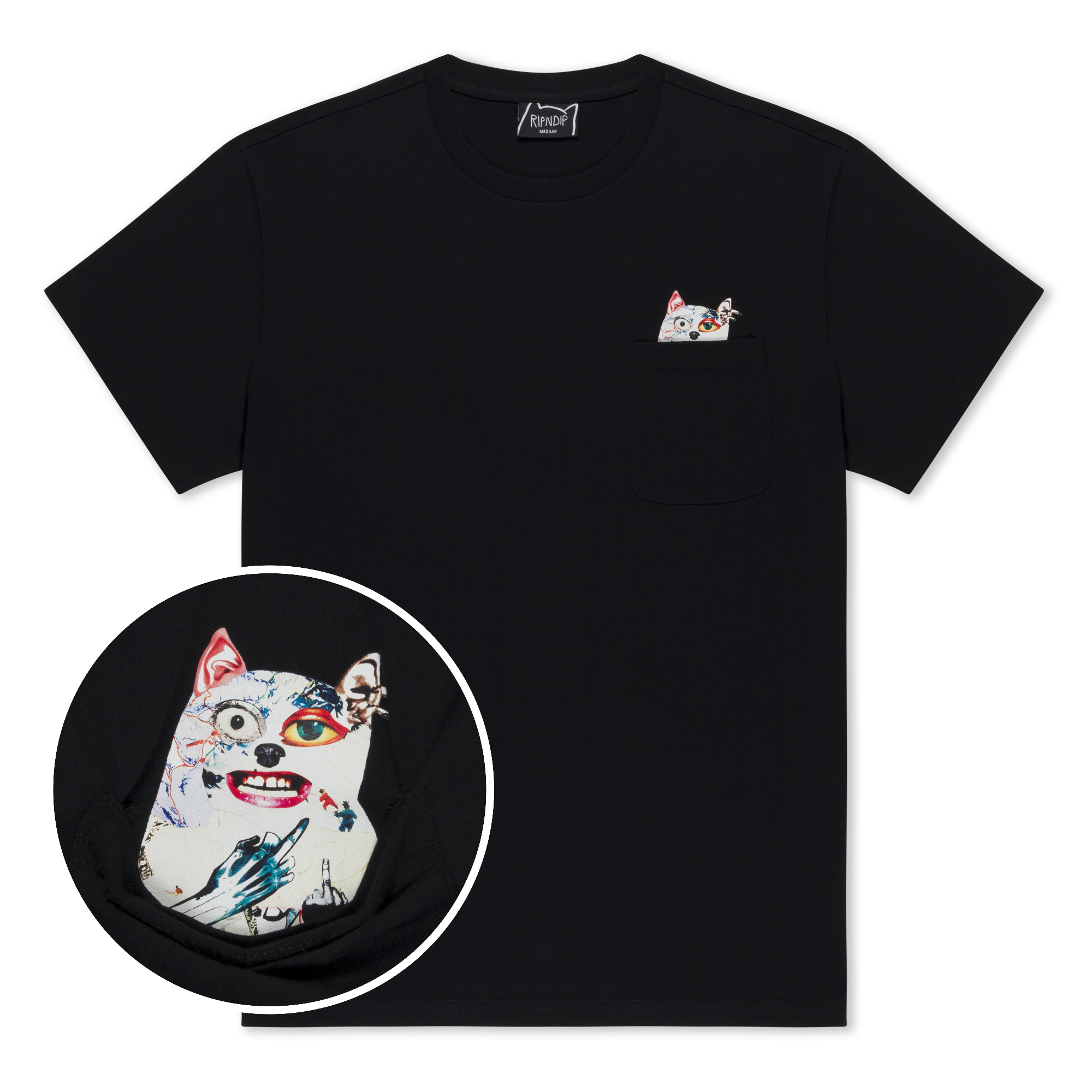 RIPNDIP Lord Nermal Collage Pocket Tee (Black)