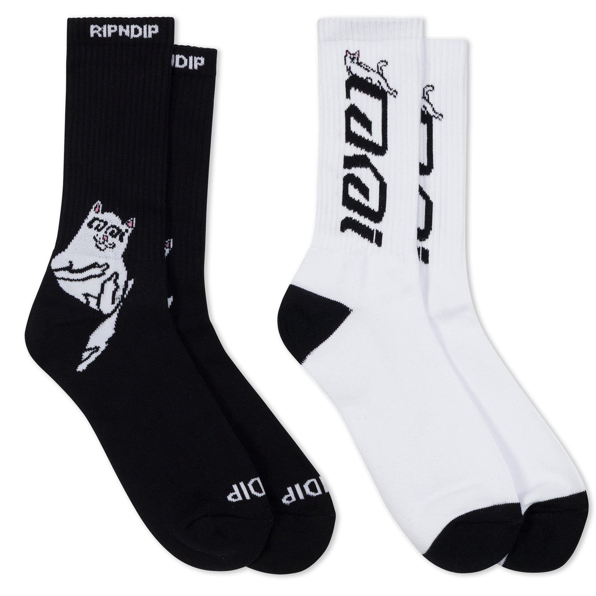 RIPNDIP Lakai + Ripndip Lord Nermal Socks 2 Pack (Black/White)