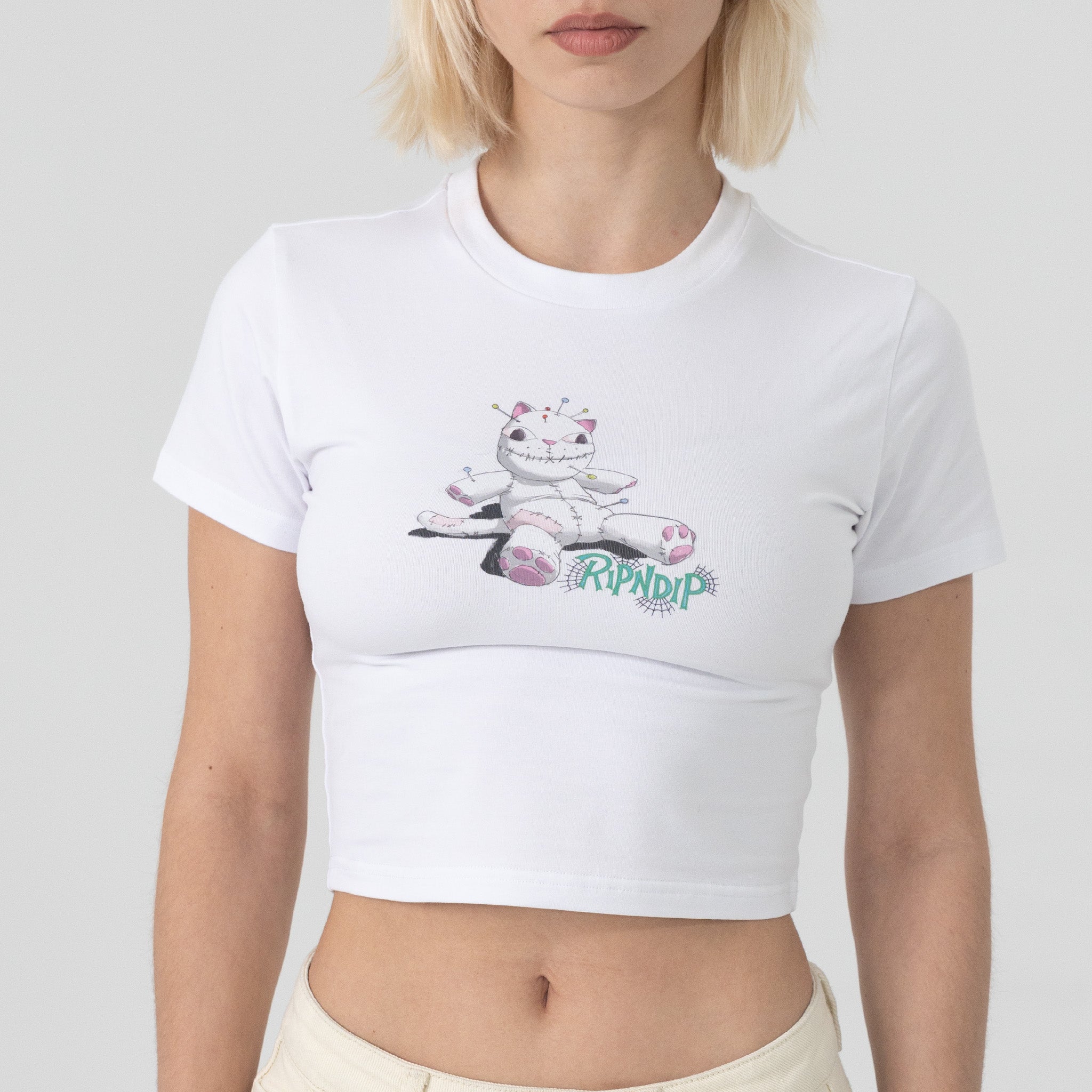 RIPNDIP Travis Cropped Baby Tee (White)