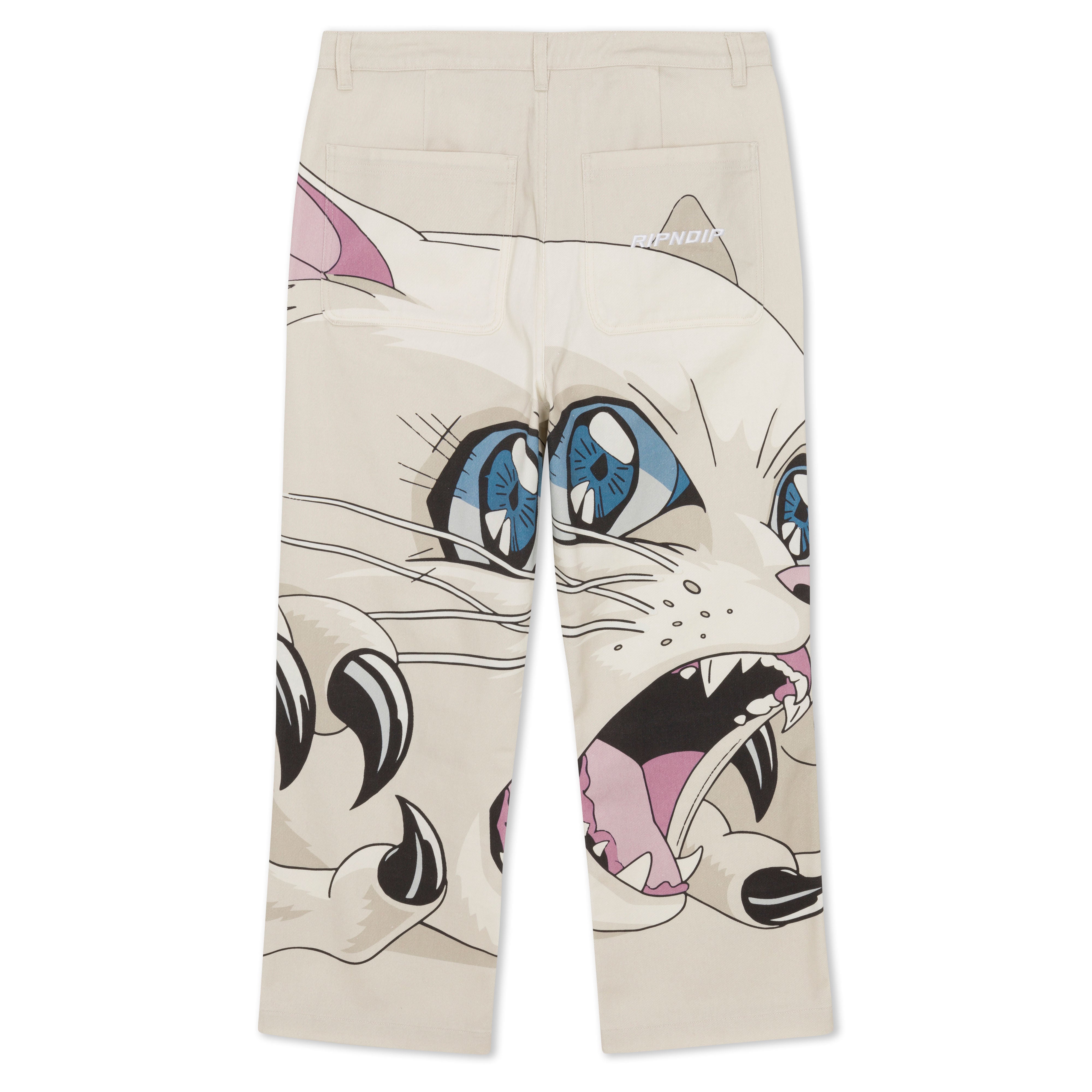 RIPNDIP Metal Claw Wide Leg Pants (Bone)