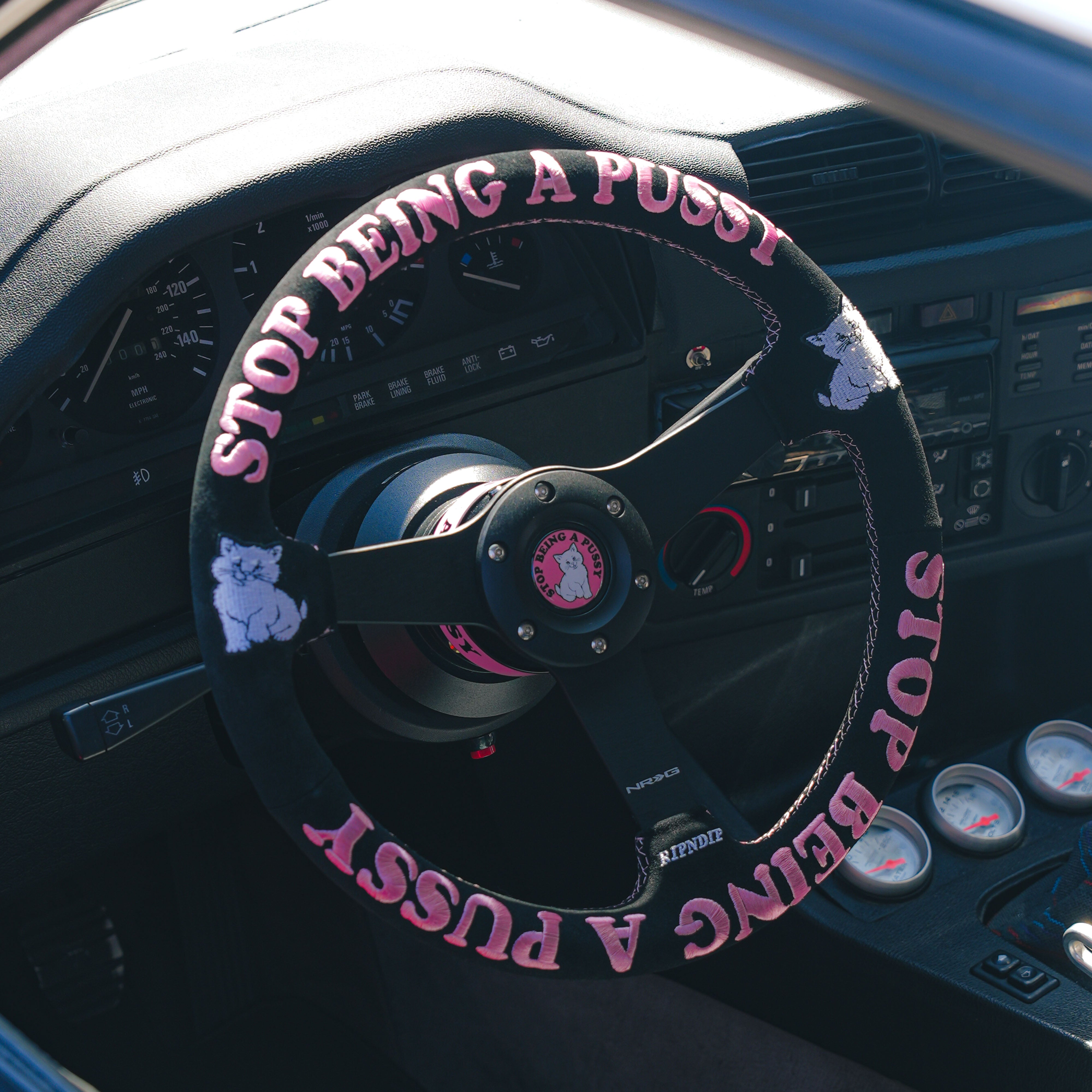 RIPNDIP Ripndip x NRG Stop Being A Pussy Steering Wheel (Black / Pink)