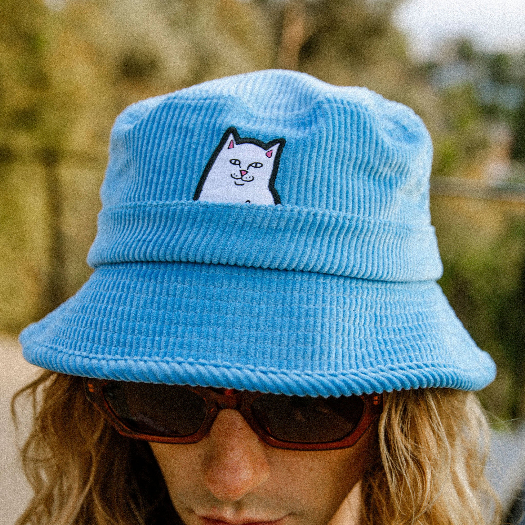 RIPNDIP Lord Nermal Corduroy Bucket Hat (Light Blue)