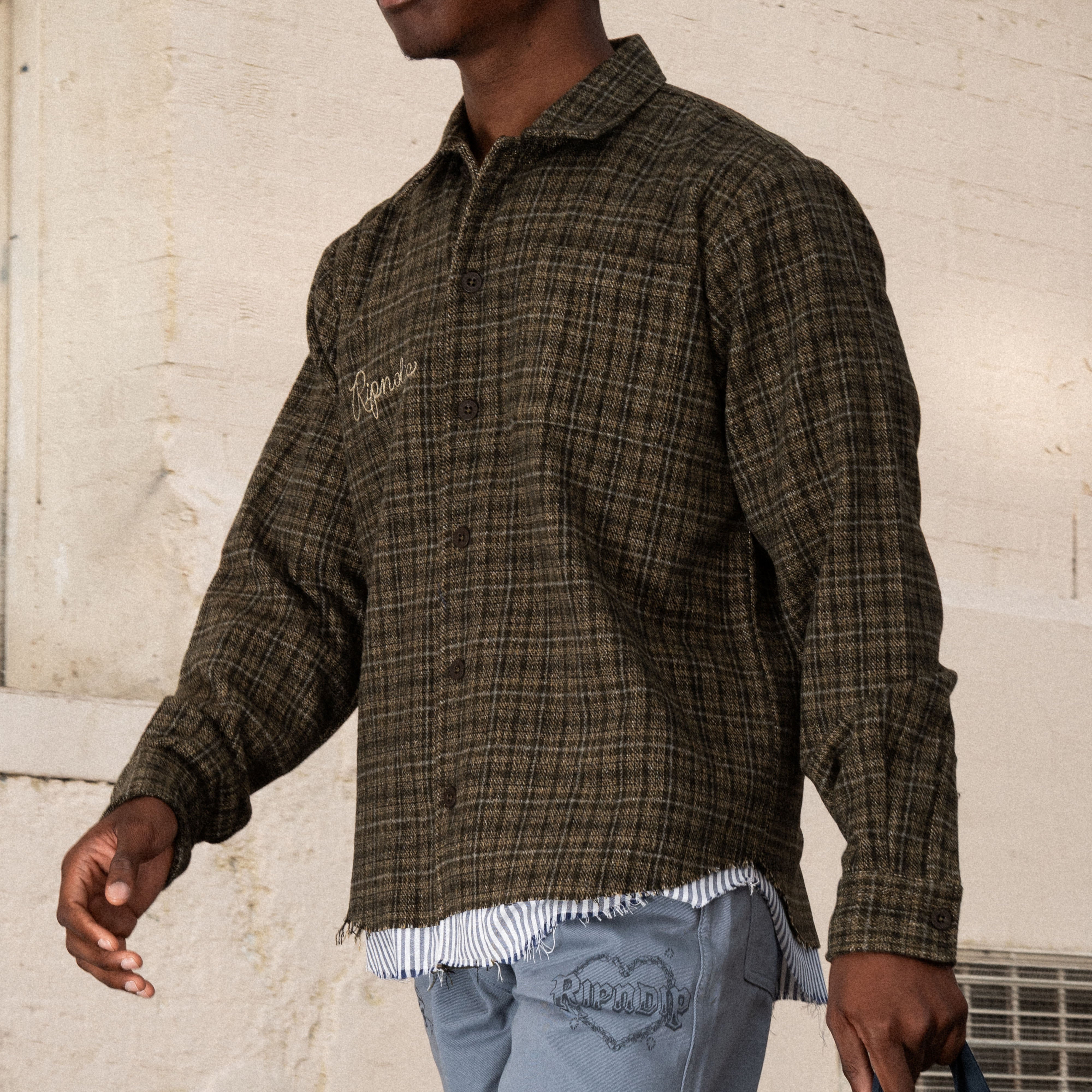 RIPNDIP Where The Flowers Bloom Flannel Jacket (Olive)
