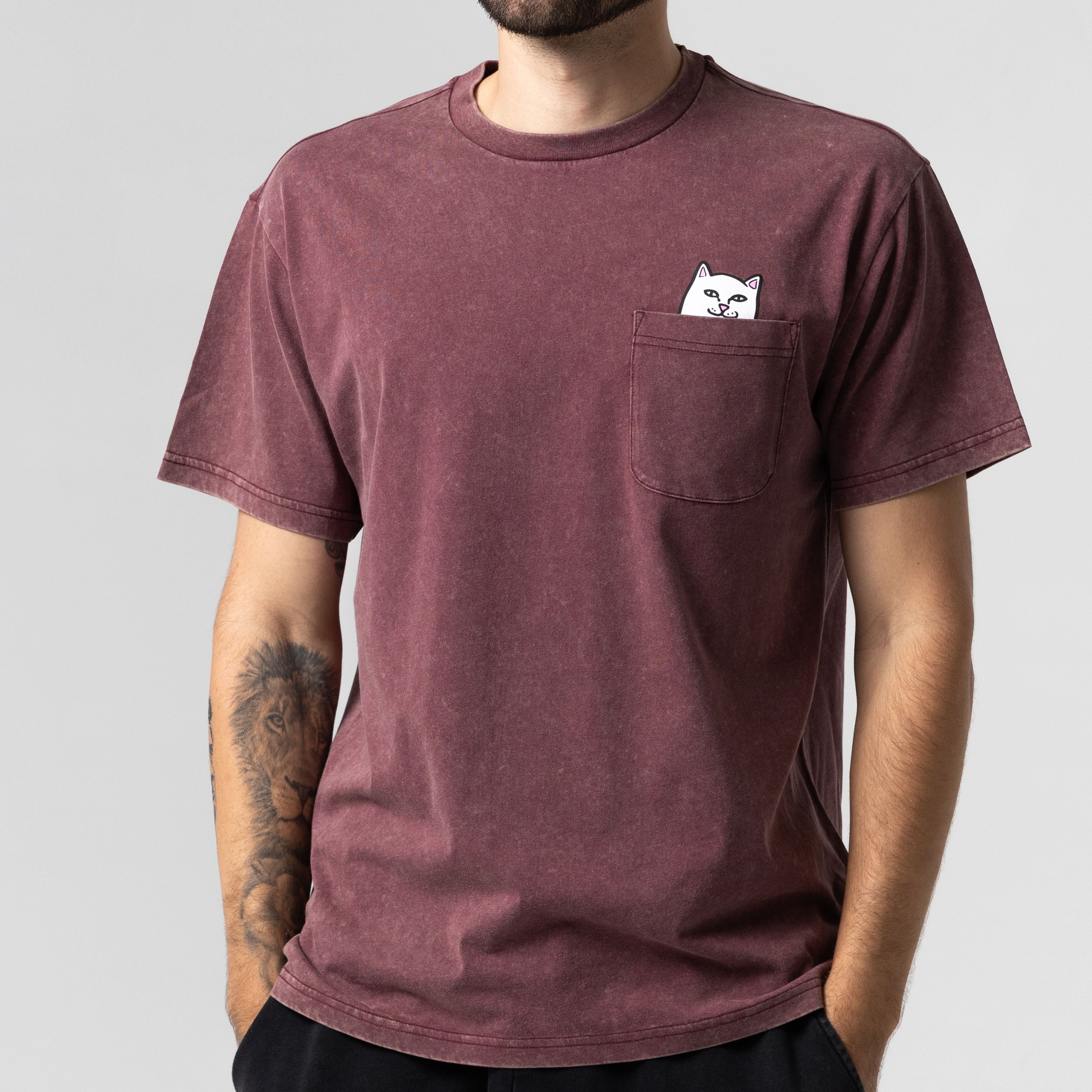 RIPNDIP Lord Nermal Pocket Tee (Burgundy Vintage Wash)