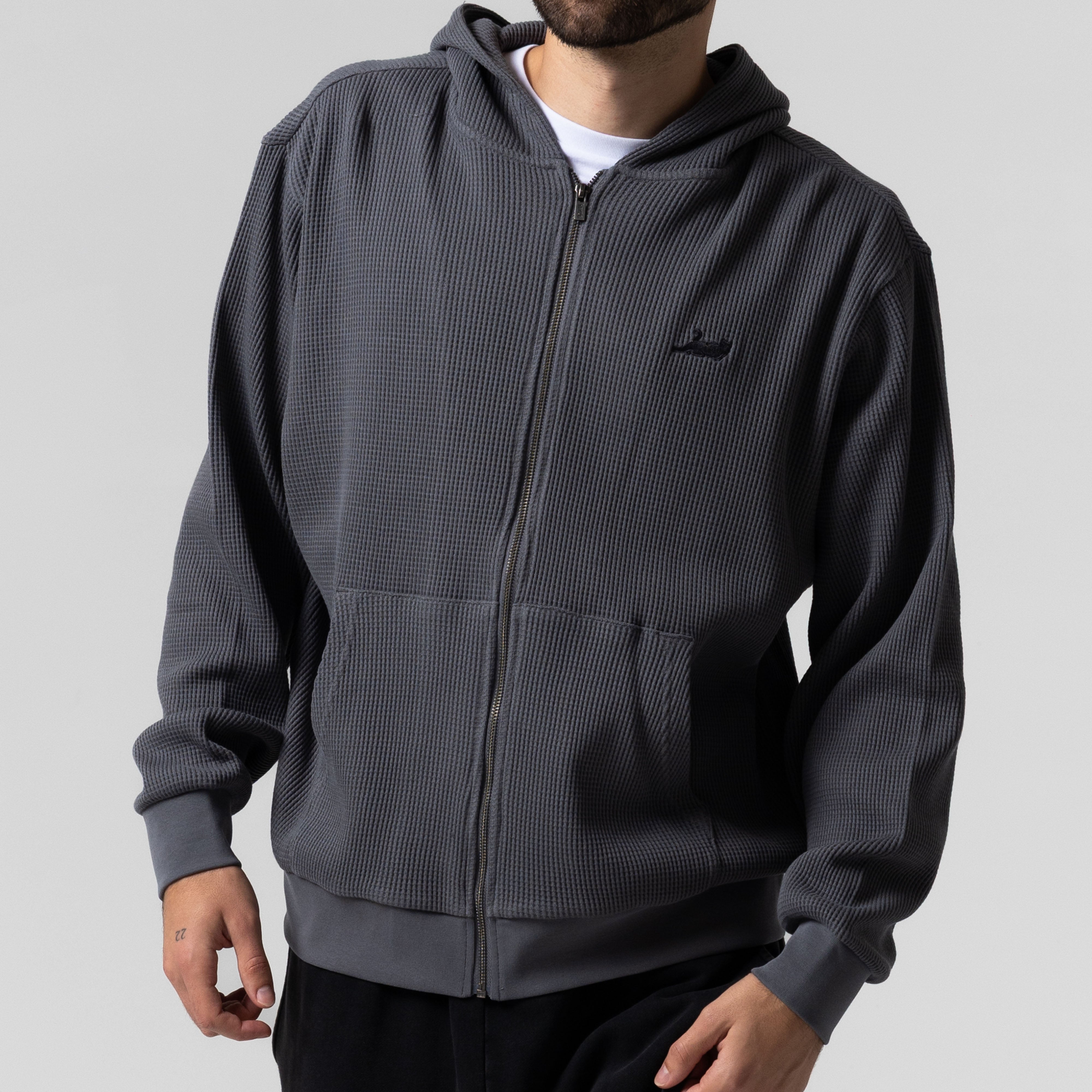 RIPNDIP Castanza Waffle Knit Zip Up Hoodie (Charcoal)