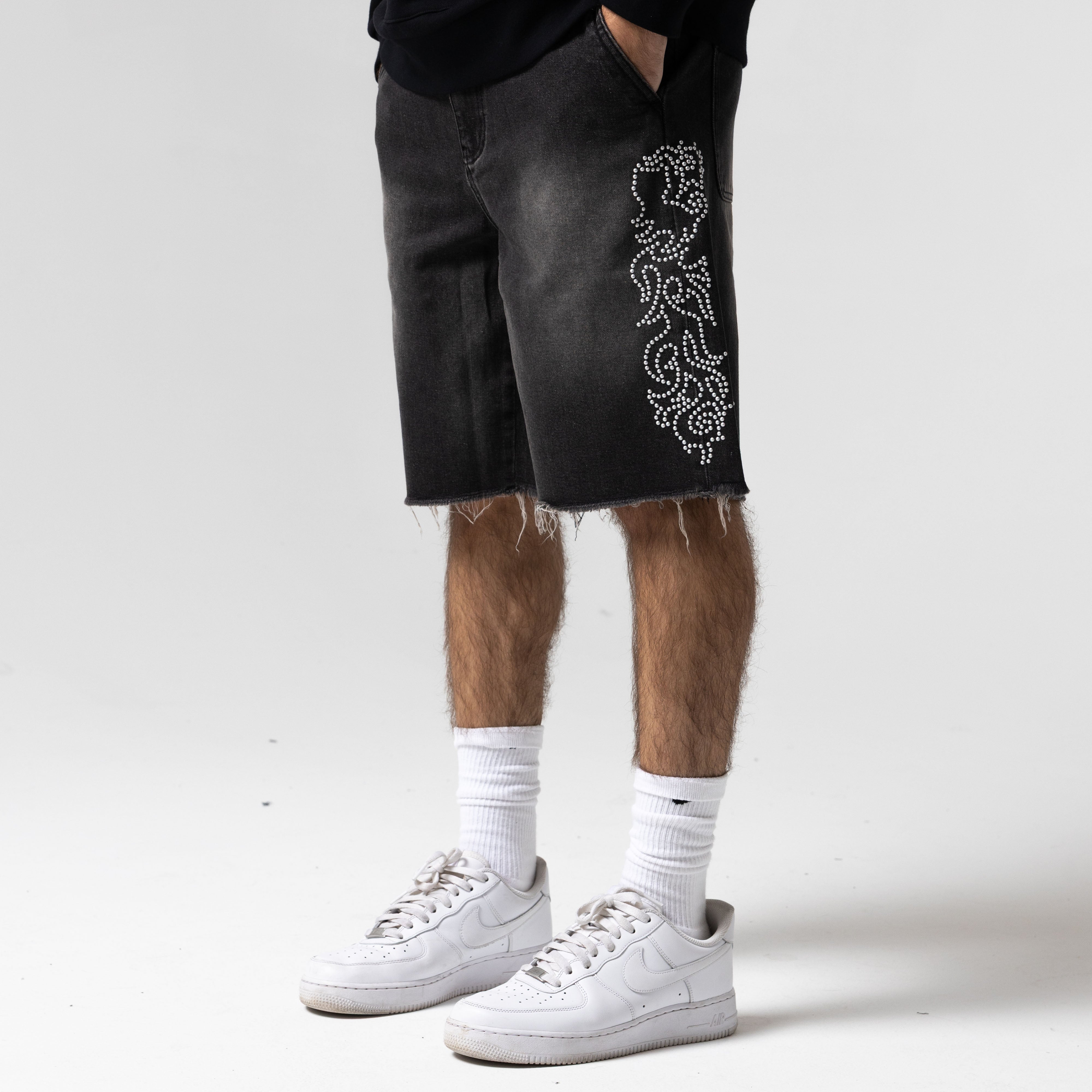 RIPNDIP Pretty Flacko Denim Shorts (Black Vintage Wash Denim)
