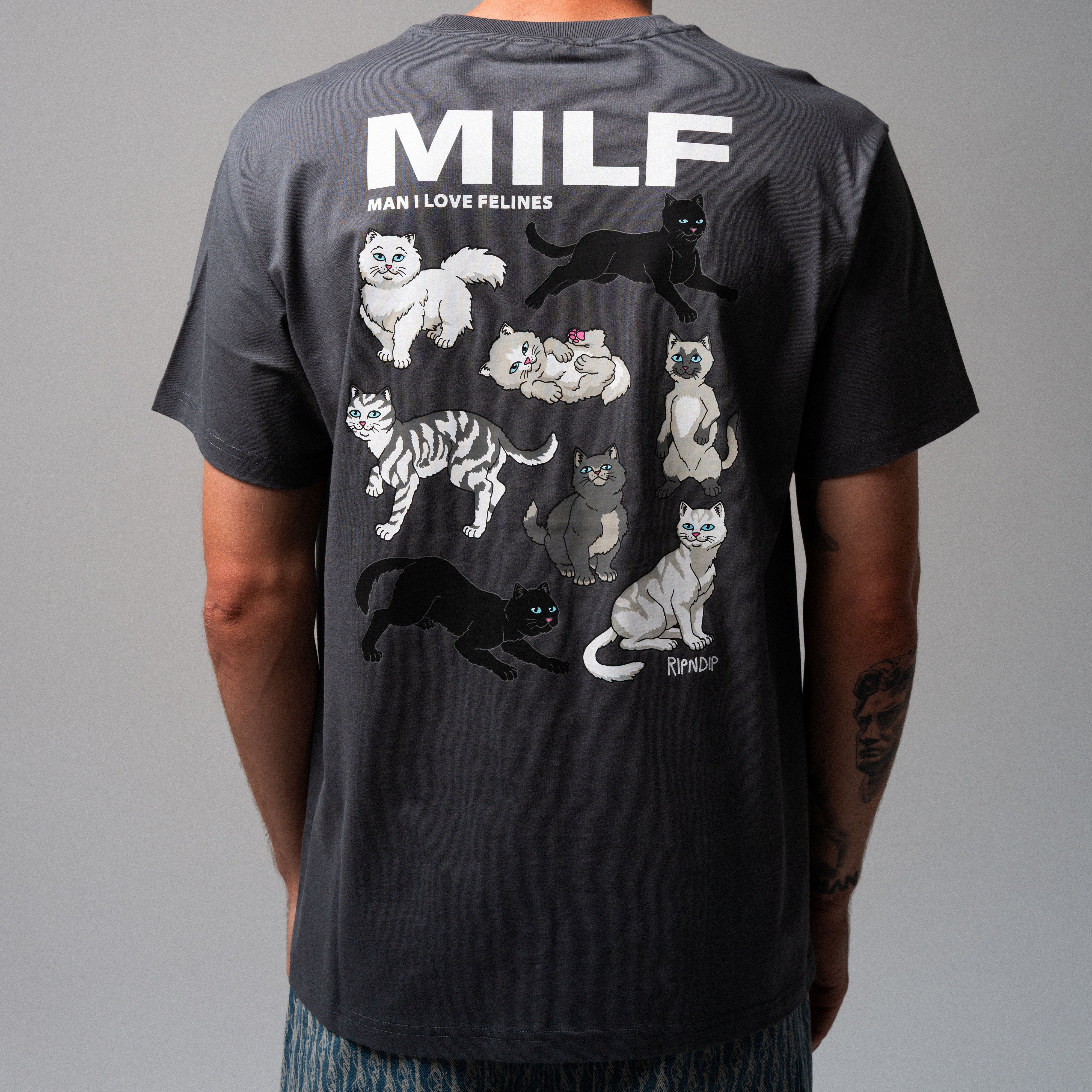 RIPNDIP Man I Love Felines Tee (Charcoal)