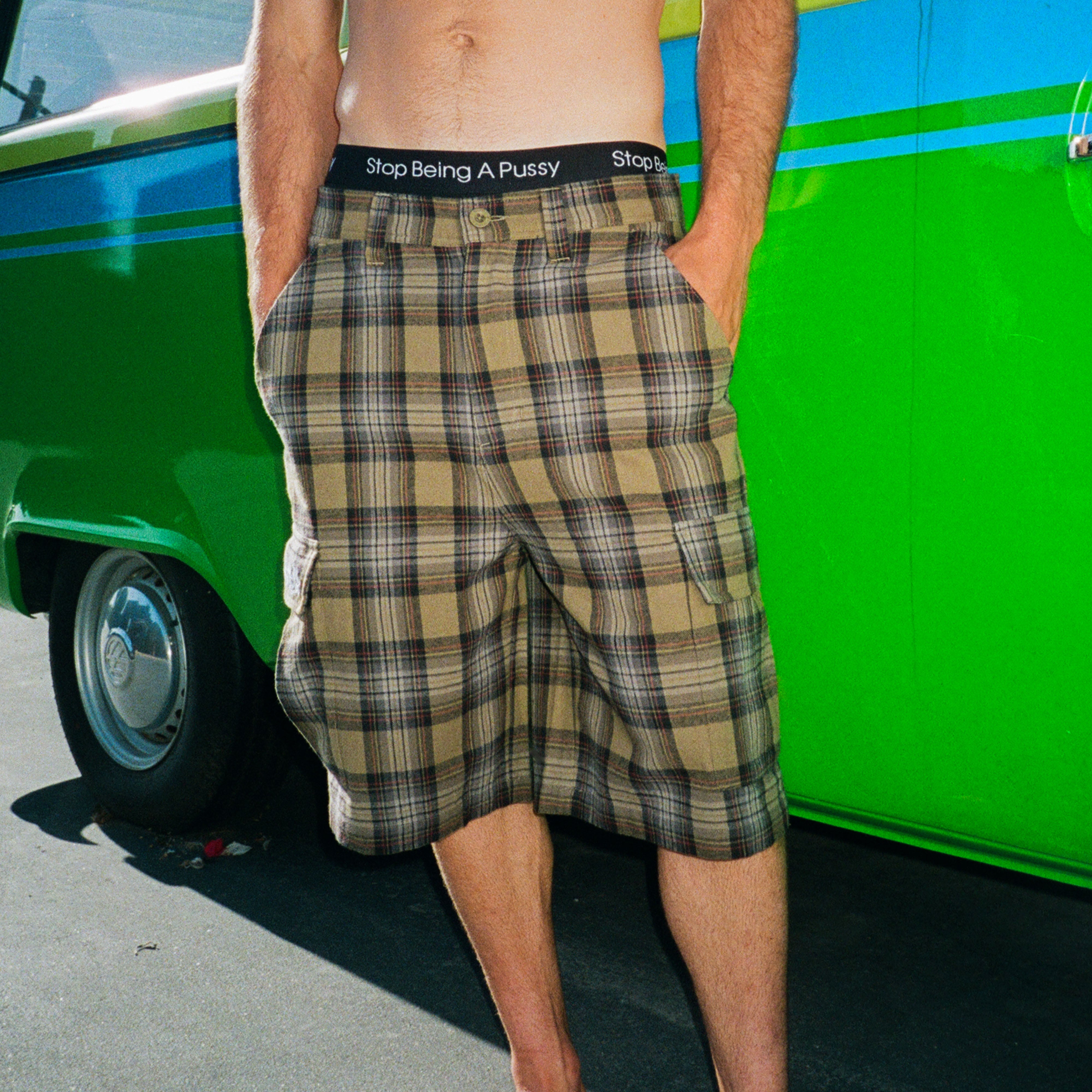 RIPNDIP Hansen Wide Fit Cargo Shorts (Olive Plaid)
