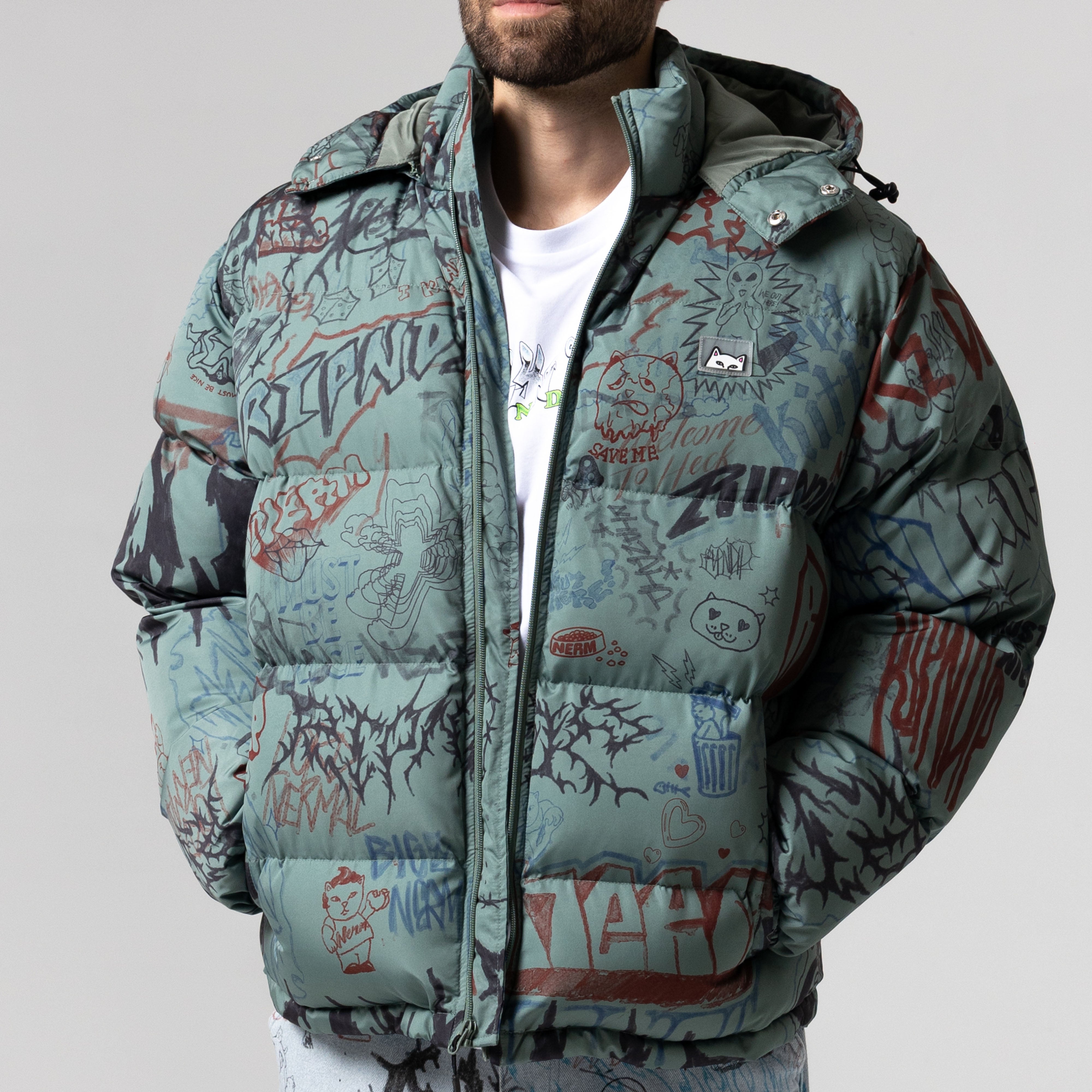 RIPNDIP Marker Puffer Jacket (Olive)