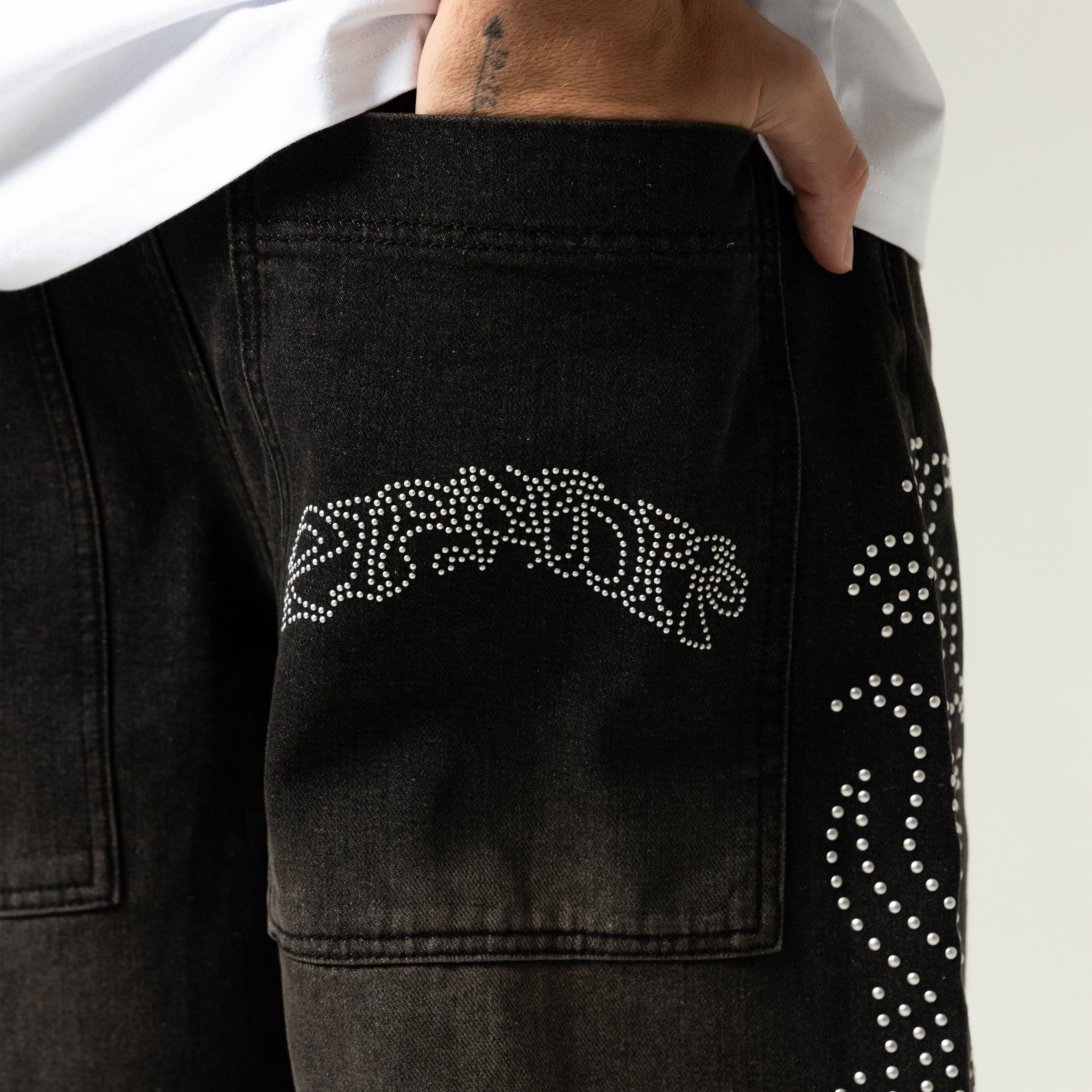 RIPNDIP Pretty Flacko Extra Wide Leg Pants (Black Vintage Wash Denim)