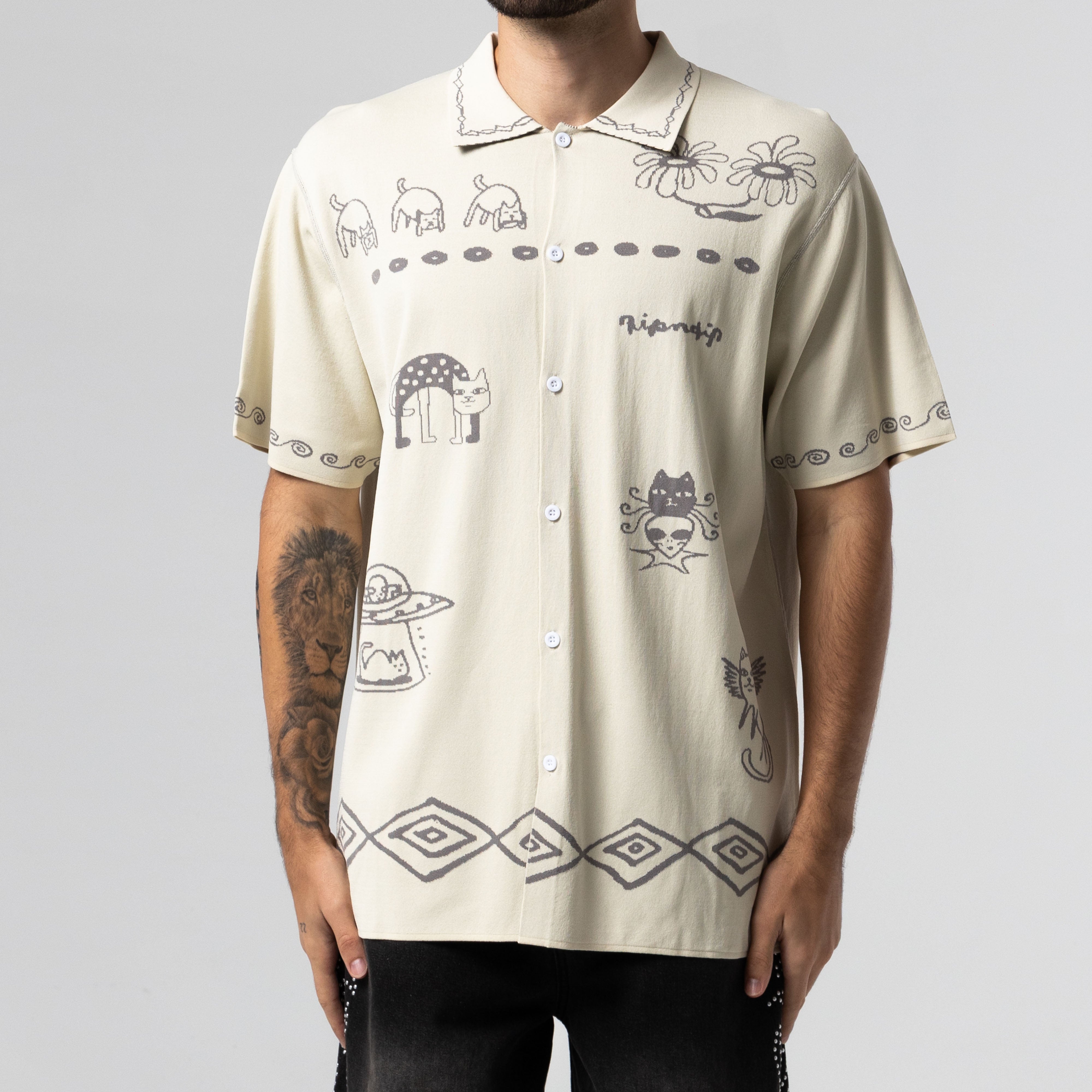 RIPNDIP Blonded Reversible Button Up (Sand / Charcoal)
