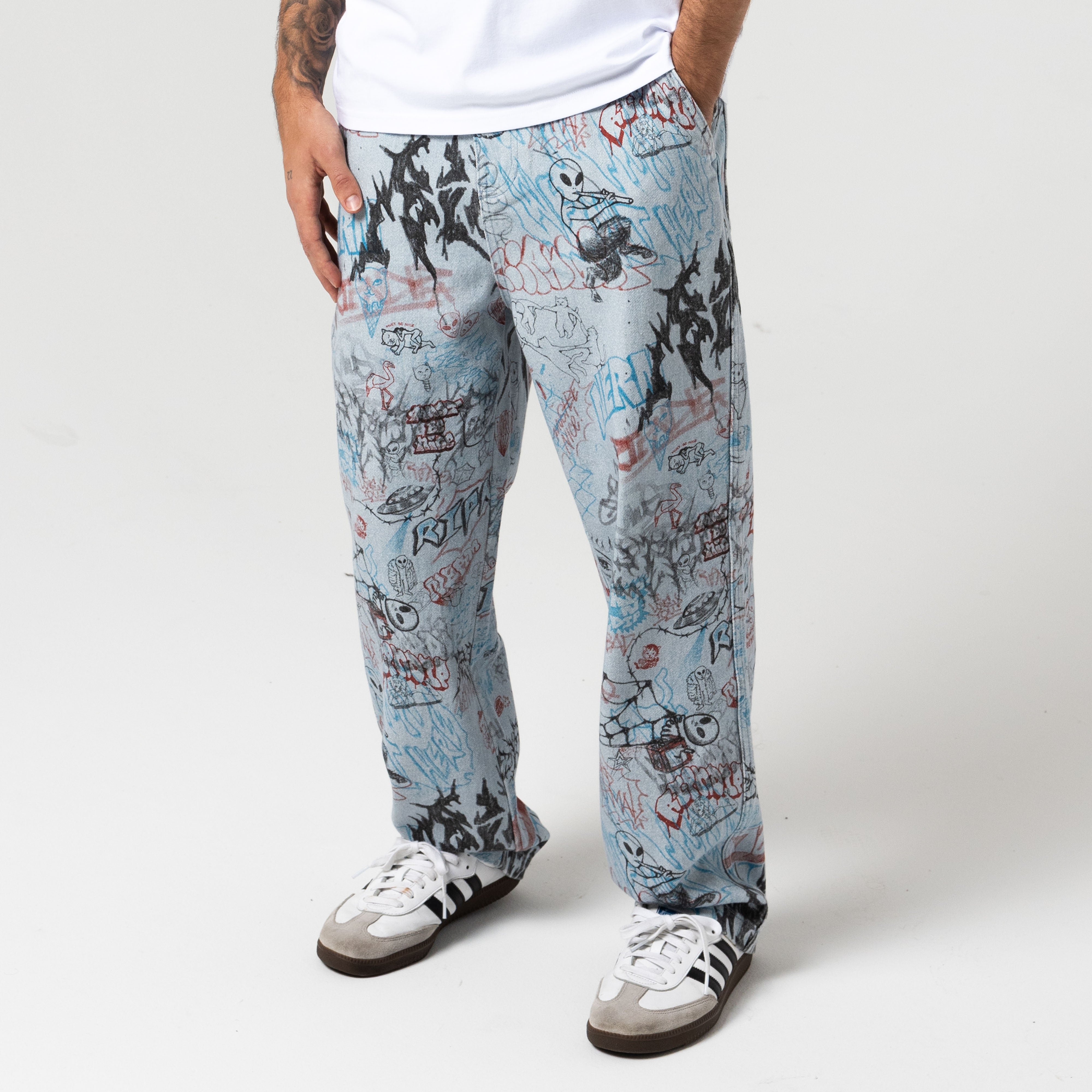 RIPNDIP Marker Wide Fit Pants (Light Wash Denim)