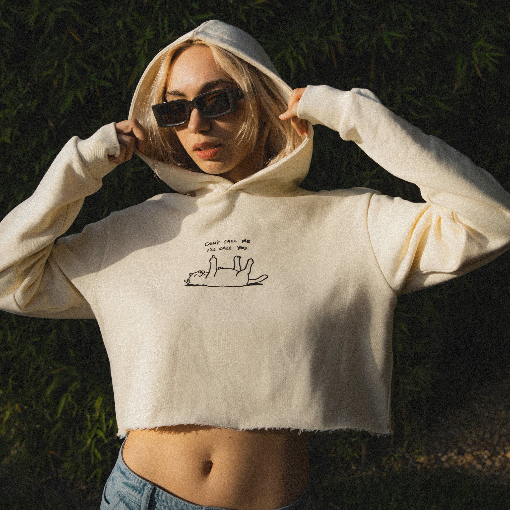 385430 Don't Call Me Cropped Hoodie (Natural)