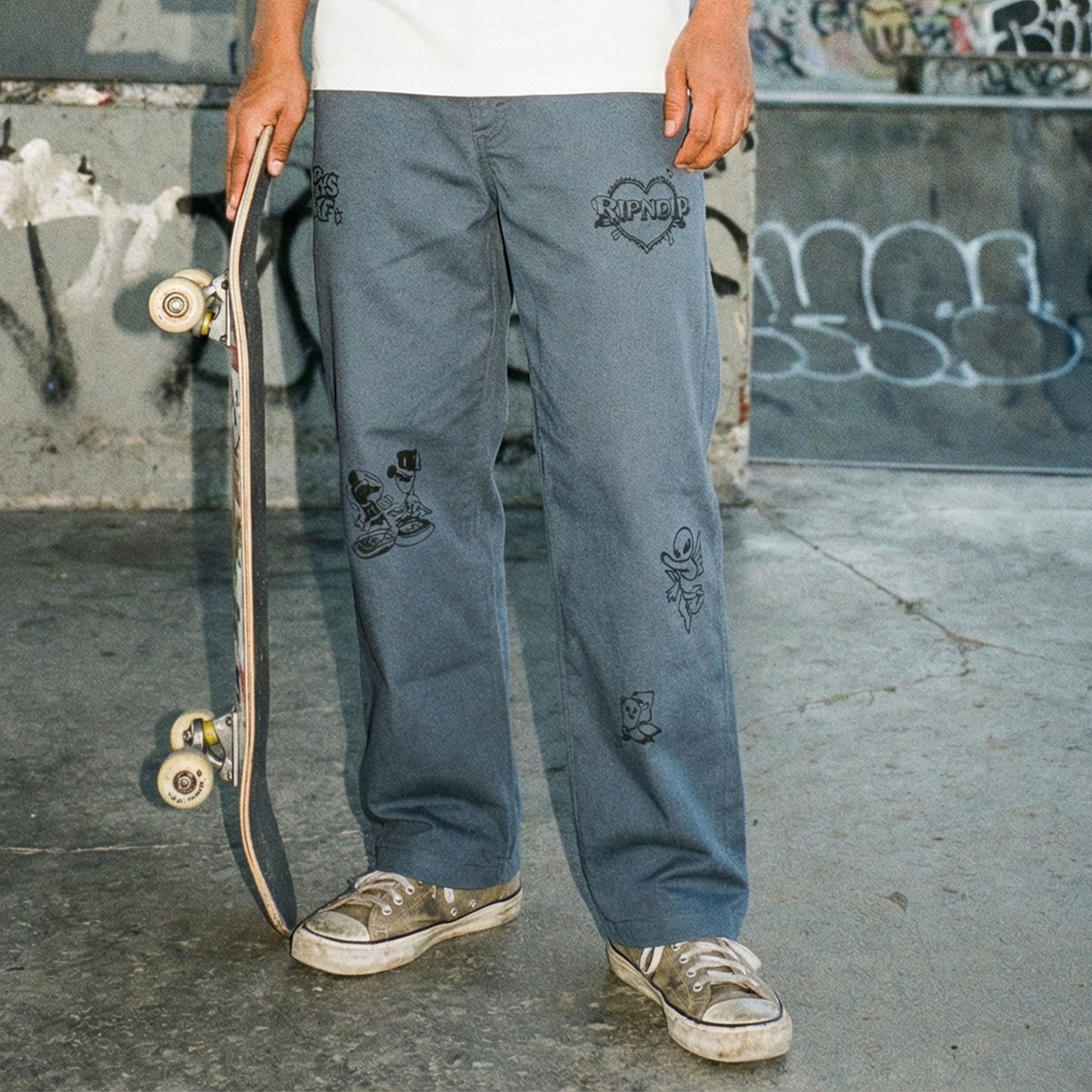 RIPNDIP Westside Wide Fit Pants (Slate)