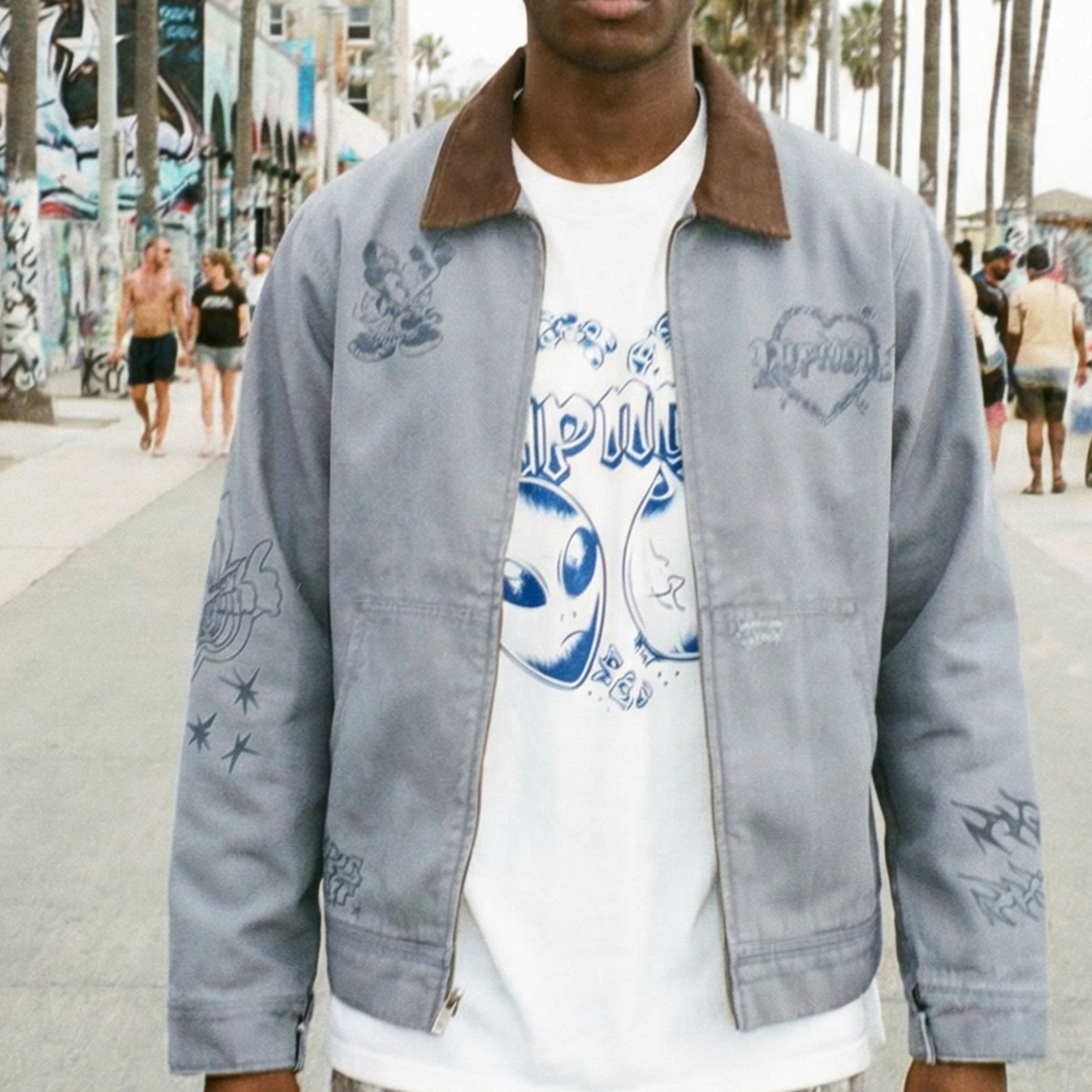 RIPNDIP Westside Zip Up Work Jacket (Slate)