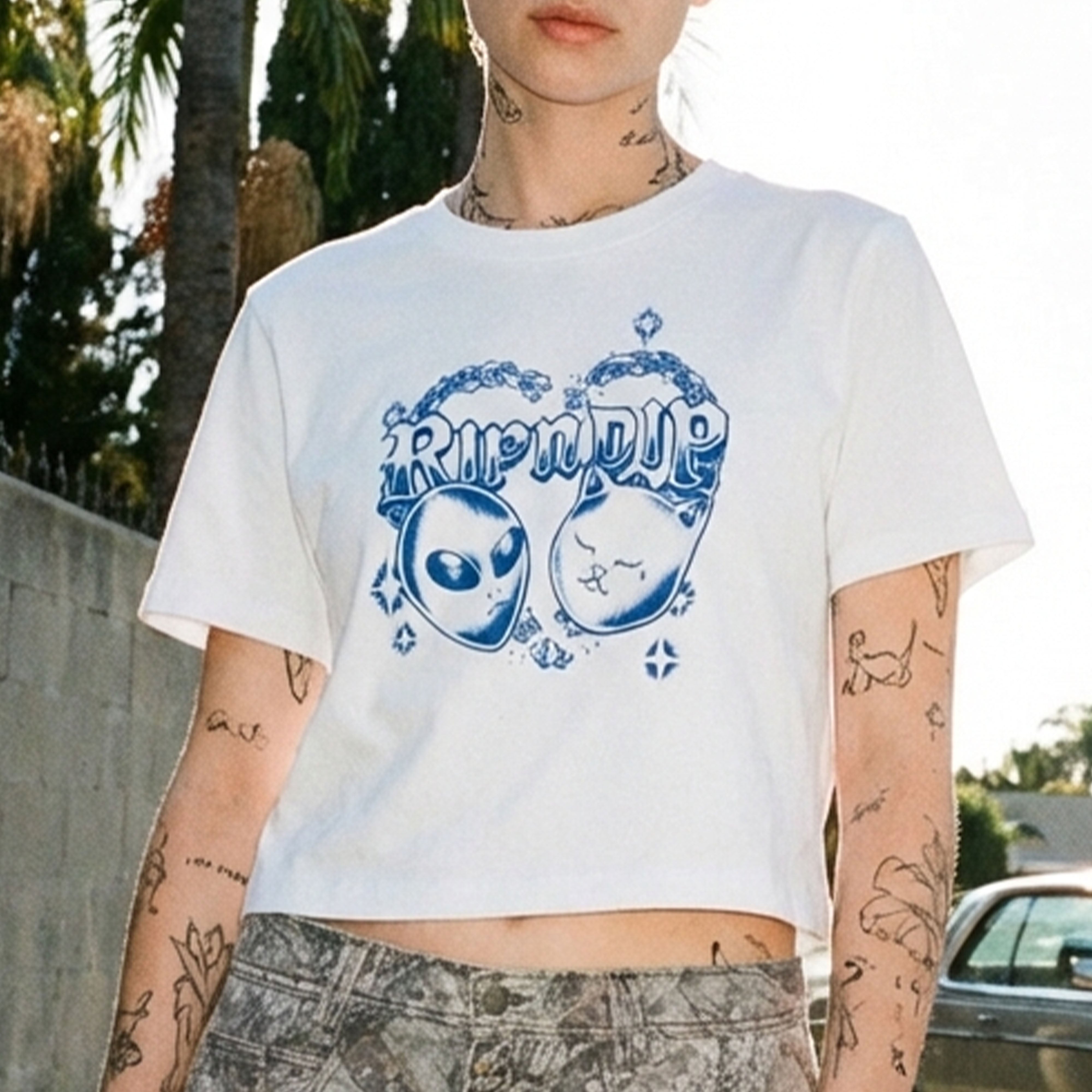 RIPNDIP Kali Cropped Baby Tee (White)