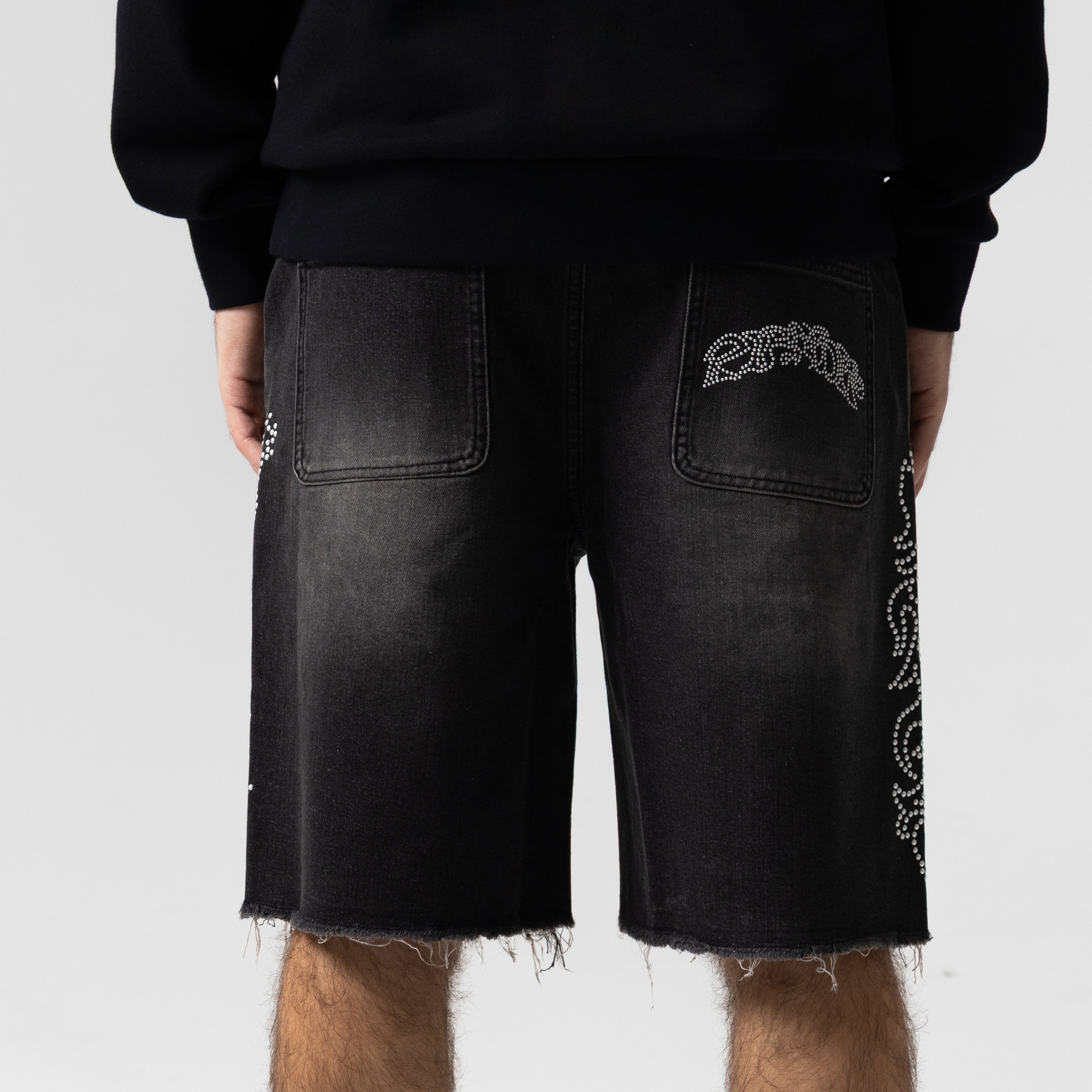RIPNDIP Pretty Flacko Denim Shorts (Black Vintage Wash Denim)