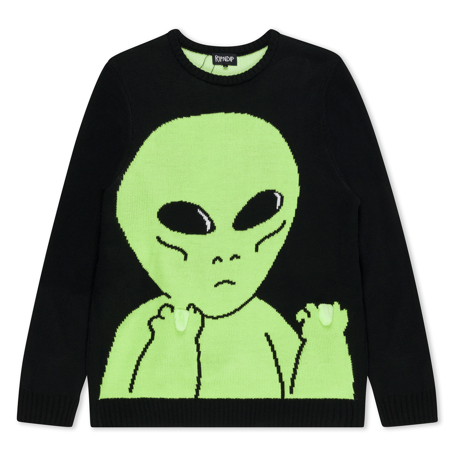 Lord Alien Flippy Knitty Sweater (Black) – RIPNDIP Lord Alien Flippy Knitty Sweater (Black) – RIPNDIP