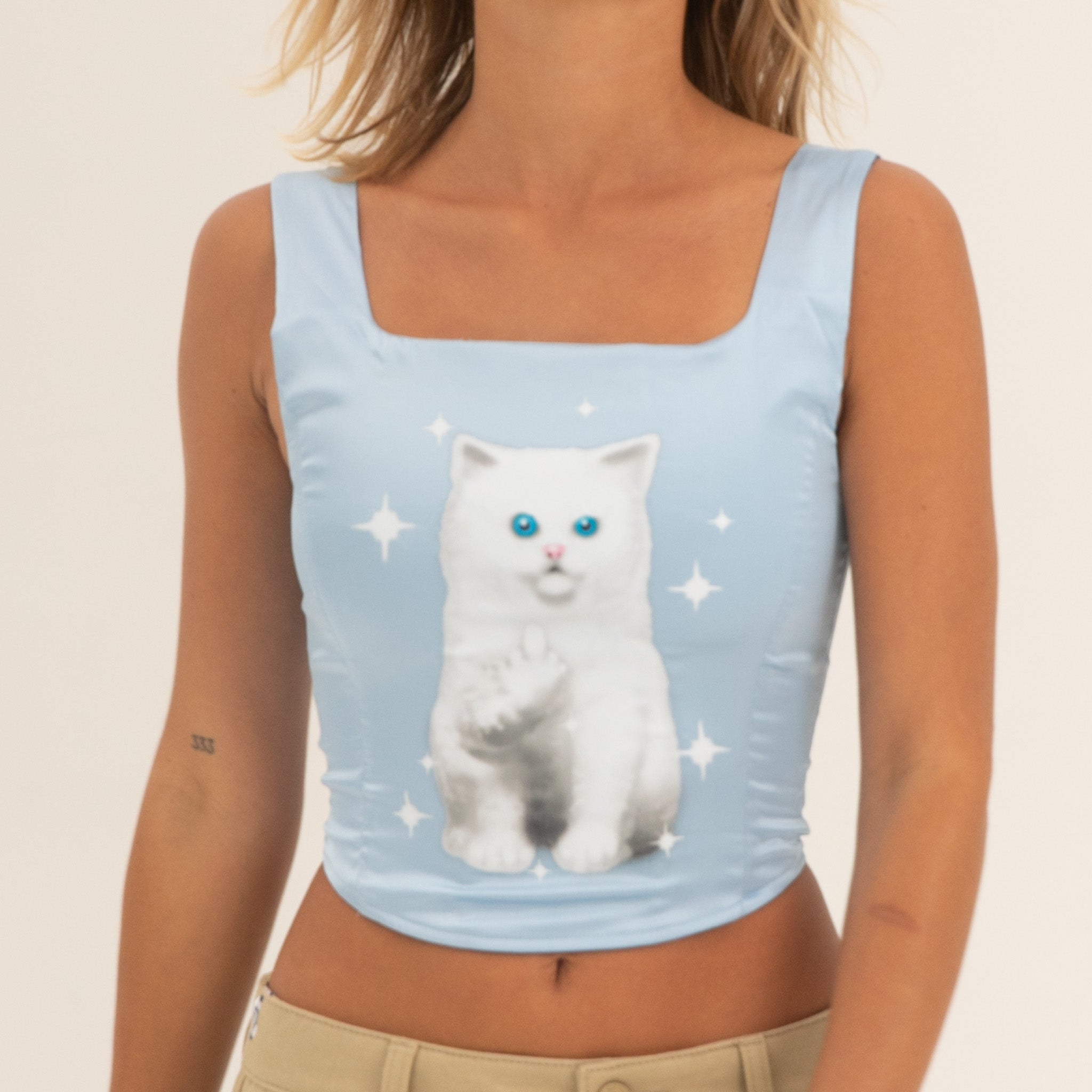 RIPNDIP Sprinkles Satin Corset Top (Light Blue)