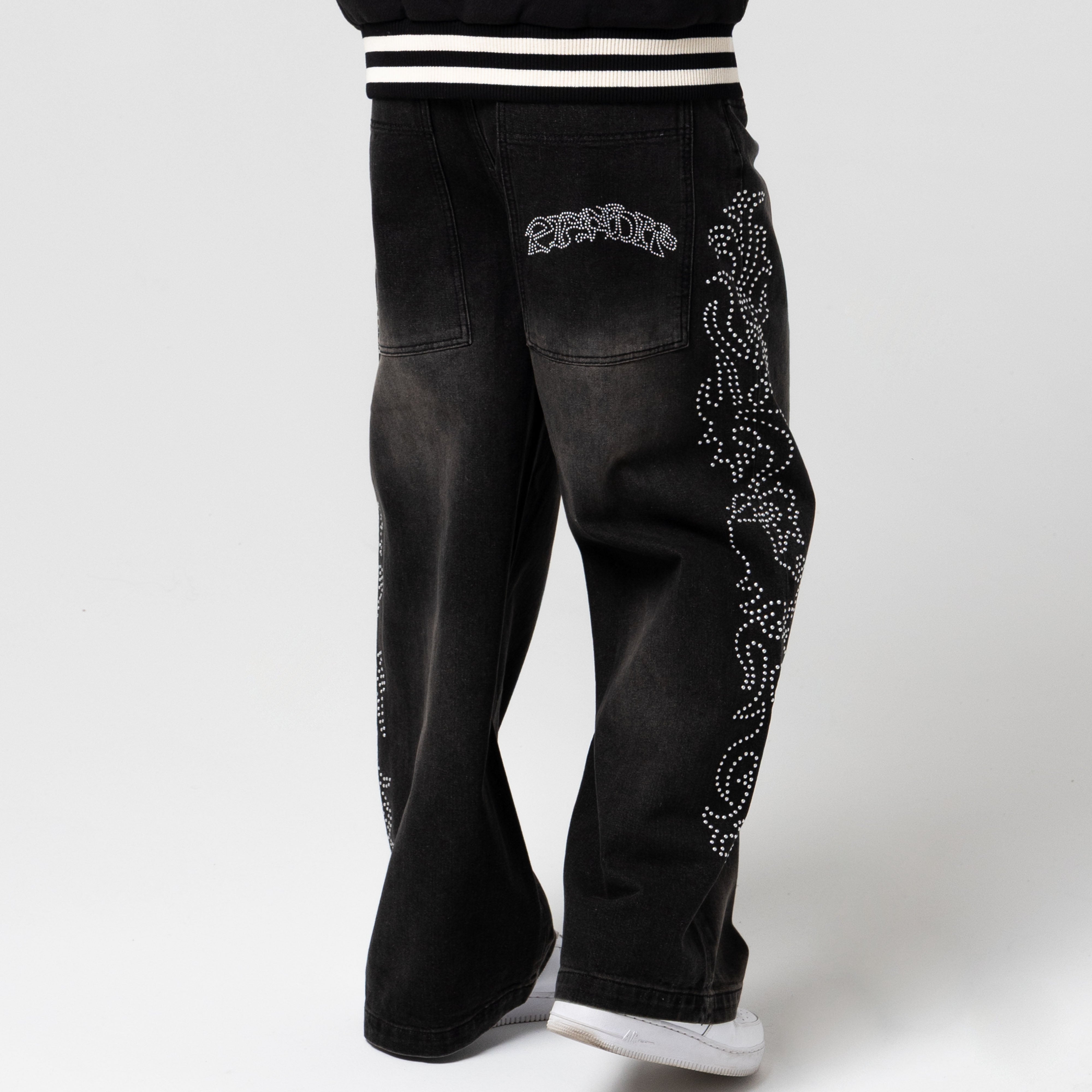 Pretty Flacko Extra Wide Leg Pants (Black Vintage Wash Denim)