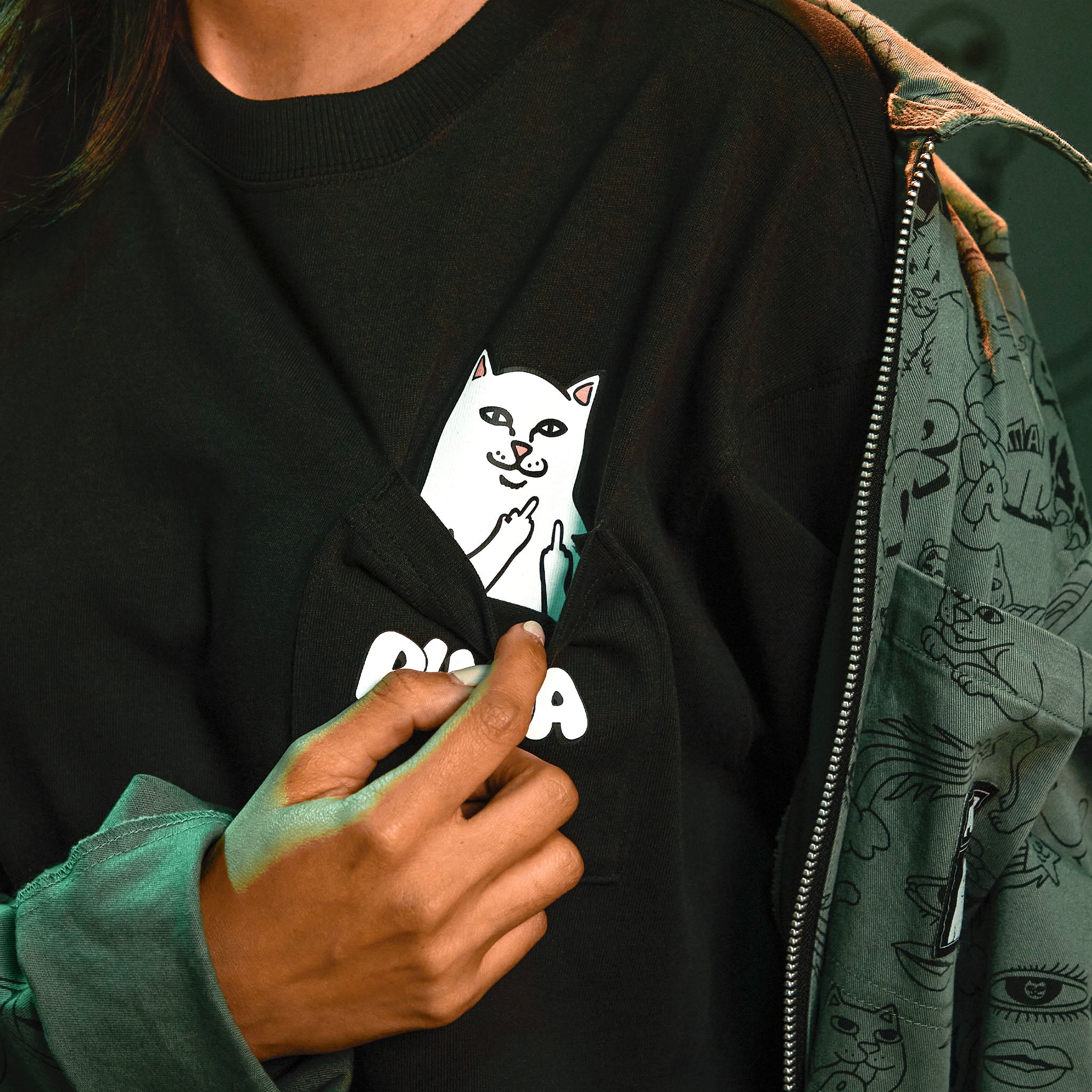 RIPNDIP PUMA x RIPNDIP Lord Nermal Pocket Tee (Black)