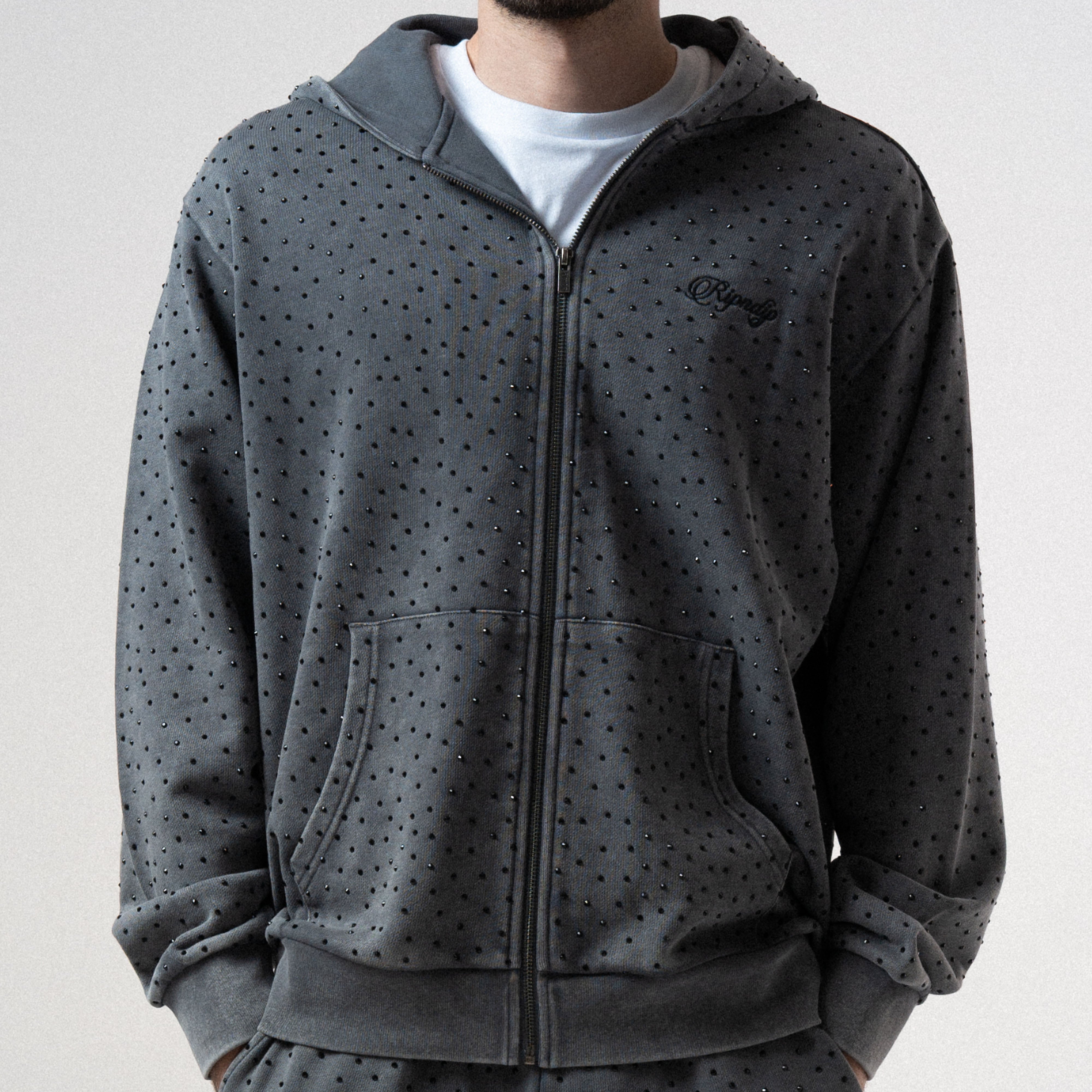 RIPNDIP RIPNGEMS Zip Up Hoodie (Charcoal Wash)