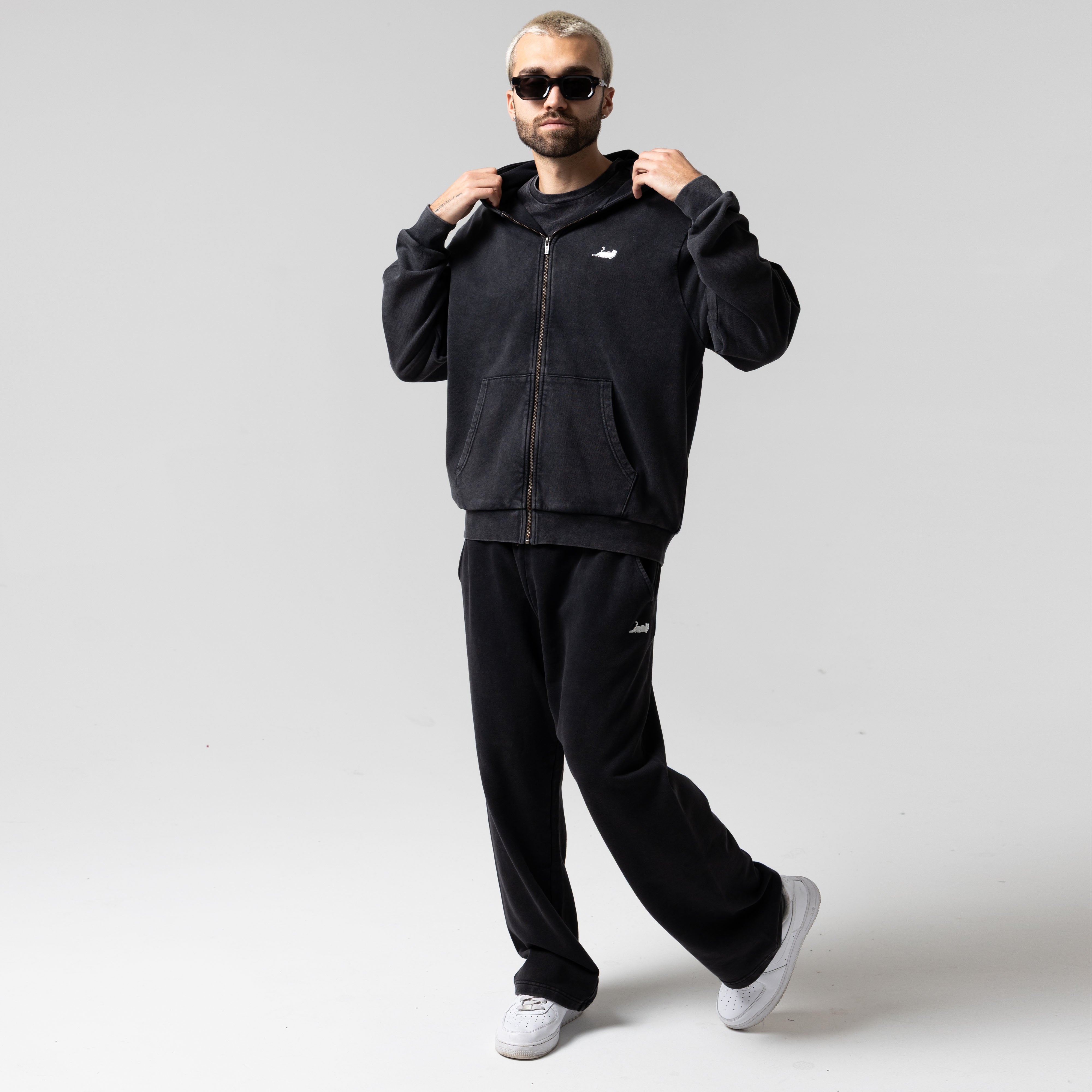 RIPNDIP Castanza Zip Up Hoodie (Black Vintage Wash)