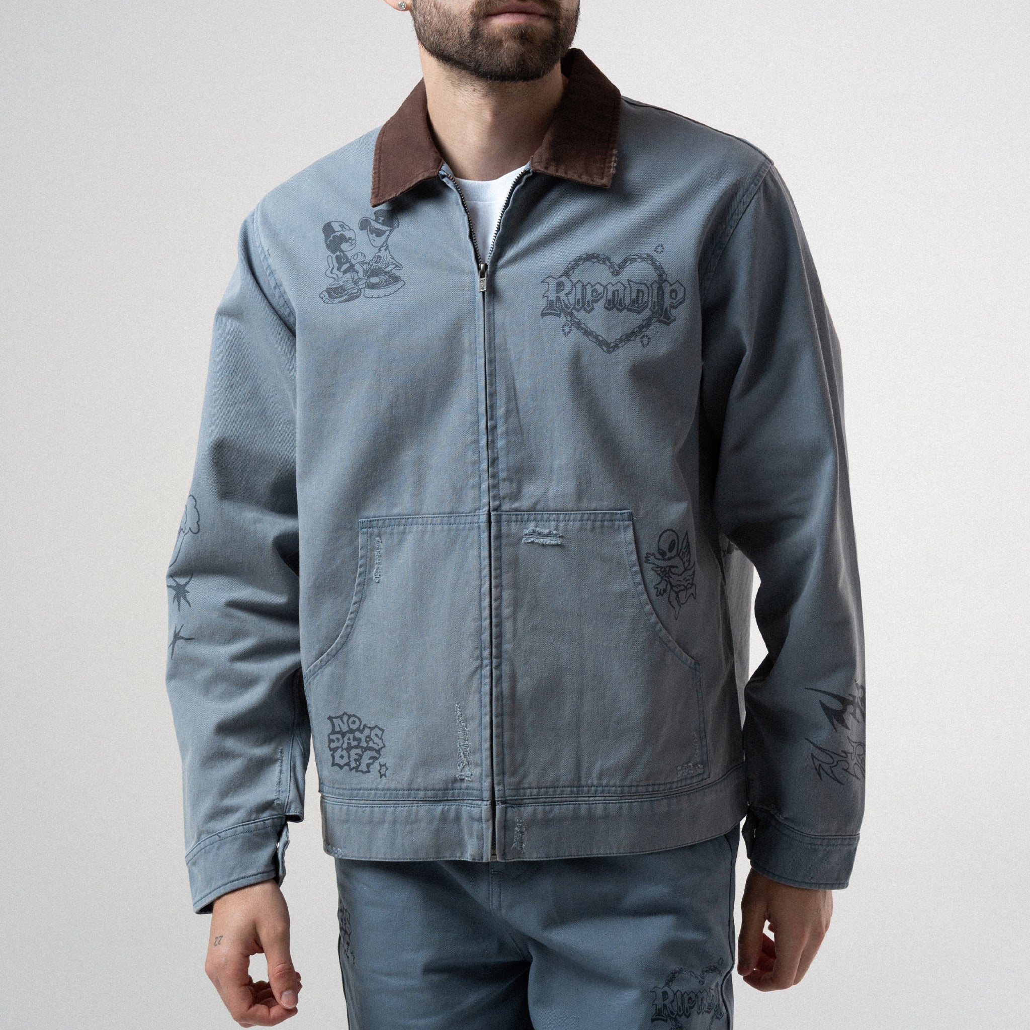 RIPNDIP Westside Zip Up Work Jacket (Slate)
