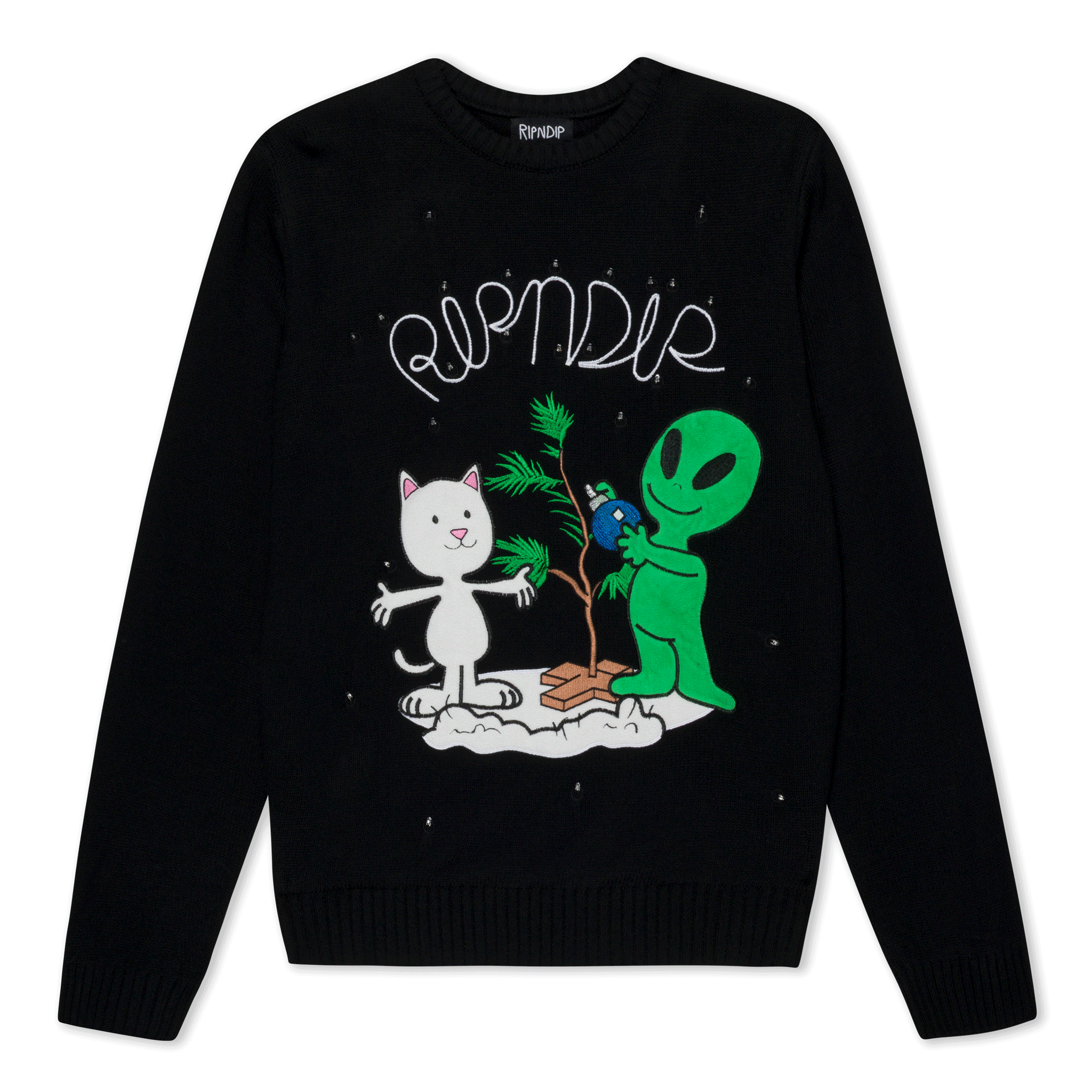 RIPNDIP Alien / Nerm Christmas Light Up Knit Sweater (Black)