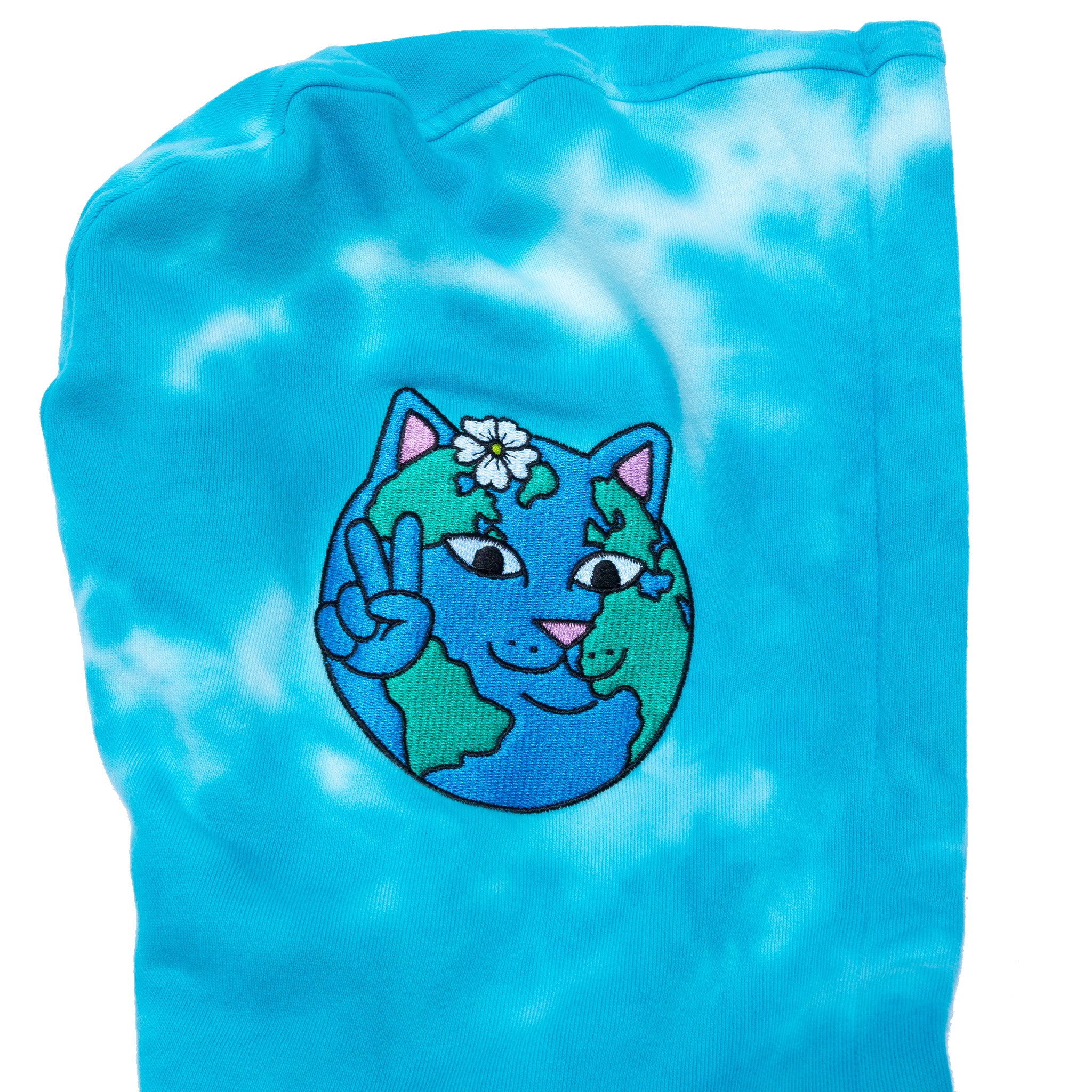 Save the World Embroidered Hoodie (Aqua/Green Tie Dye)