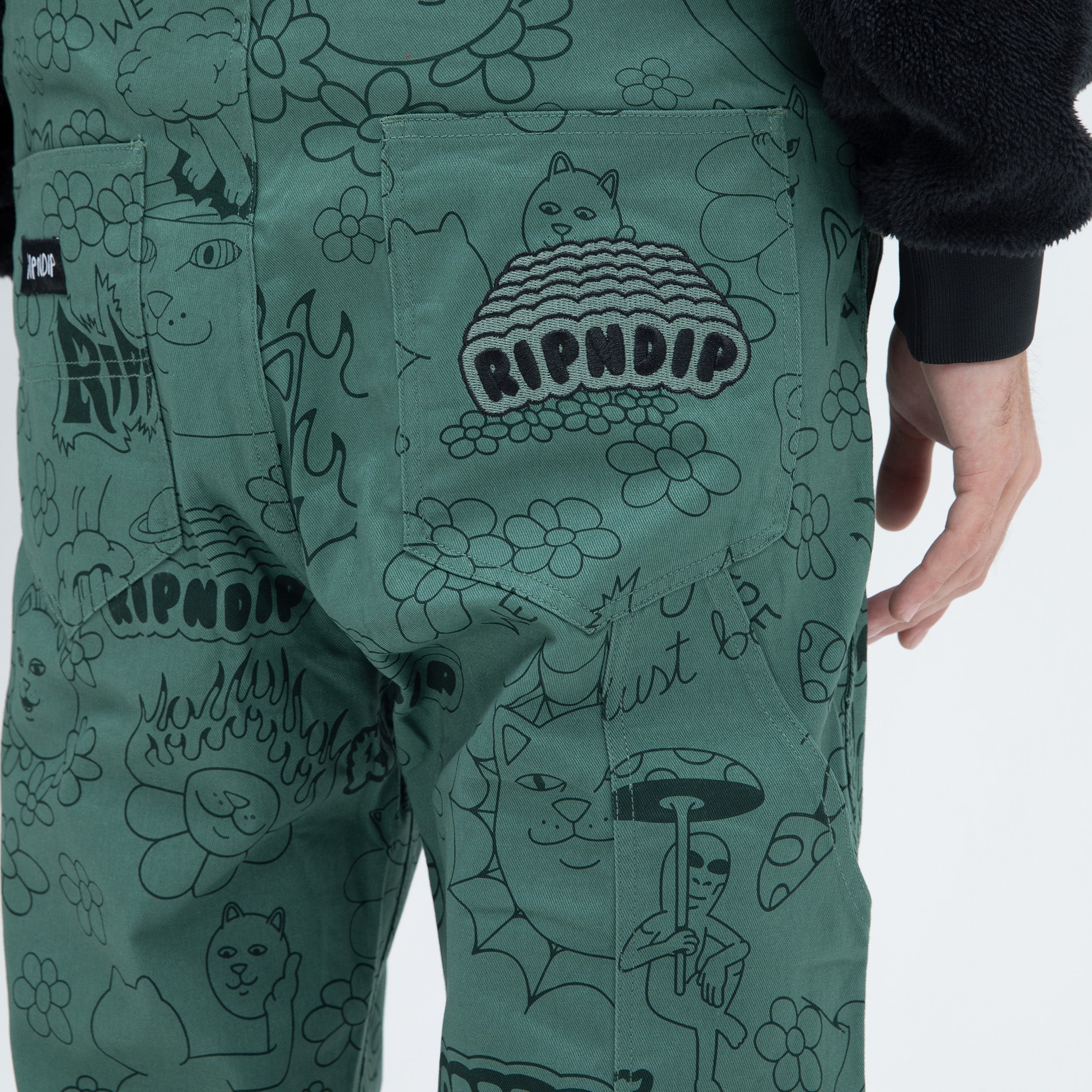 RIPNDIP Scribble Cotton Twill Overalls (Forest Green)