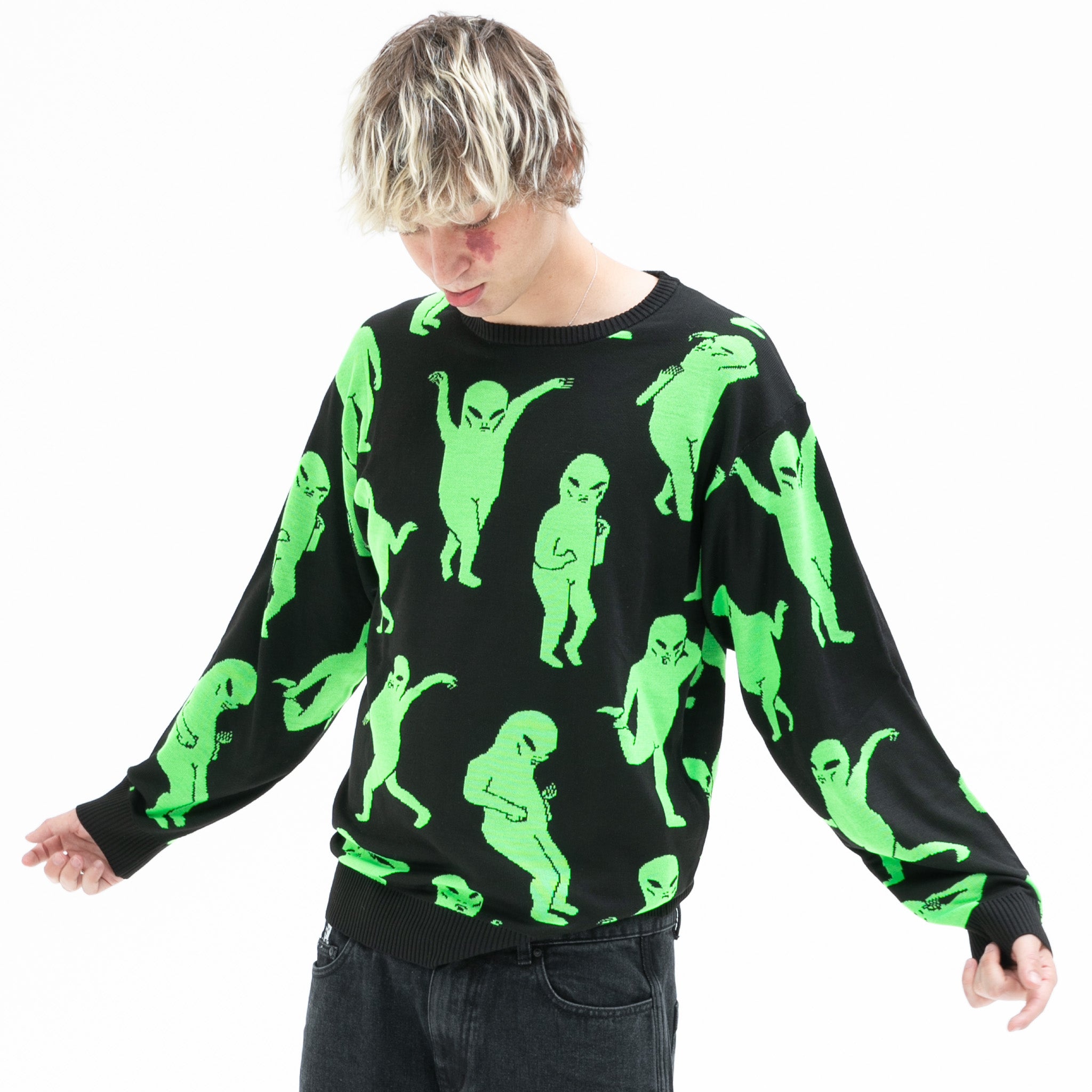 Alien Dance Party Knit Sweater (Black)