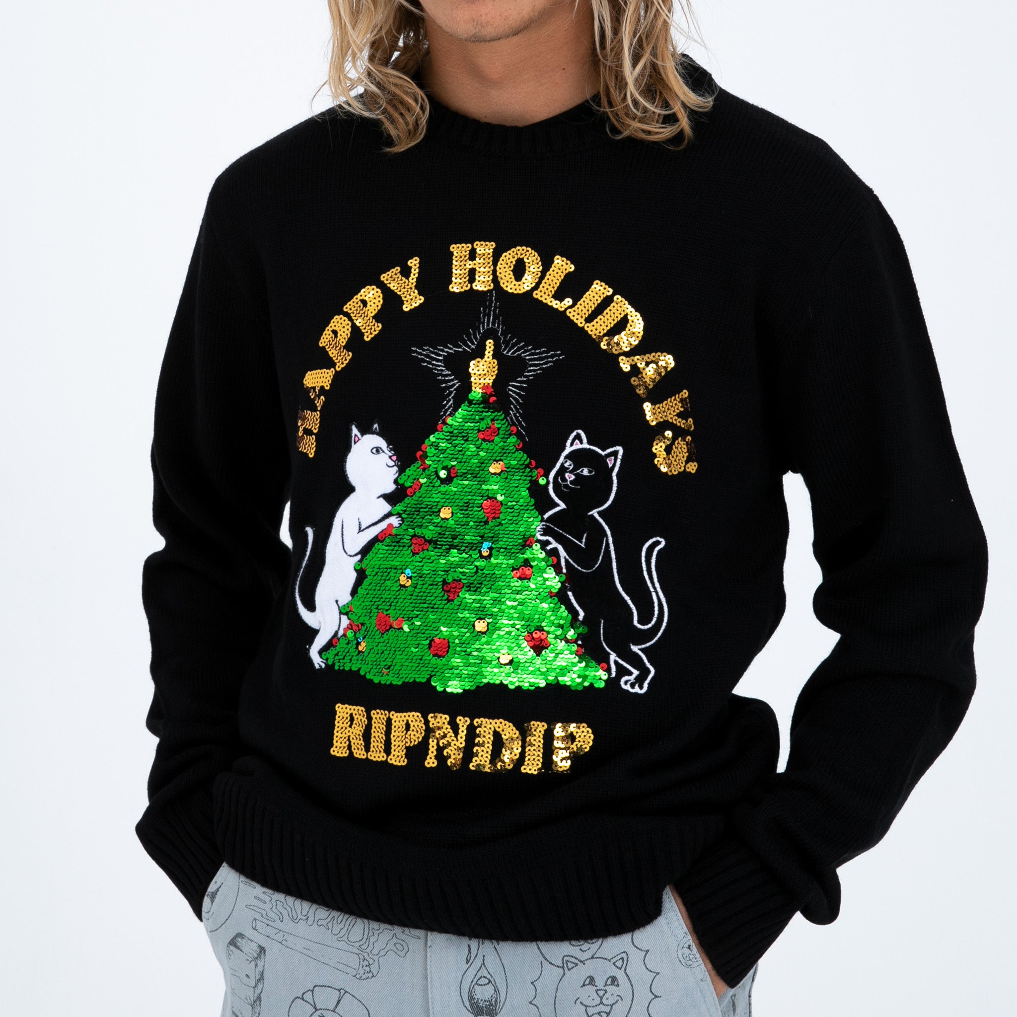 RIPNDIP Litmas Tree Knitted Sweater (Black)