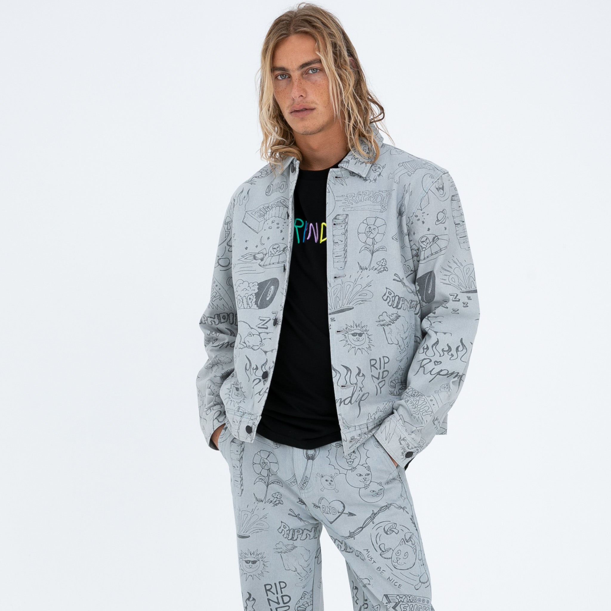 ripndip los feliz denim work jacket Sharpie Denim Jacket (Light