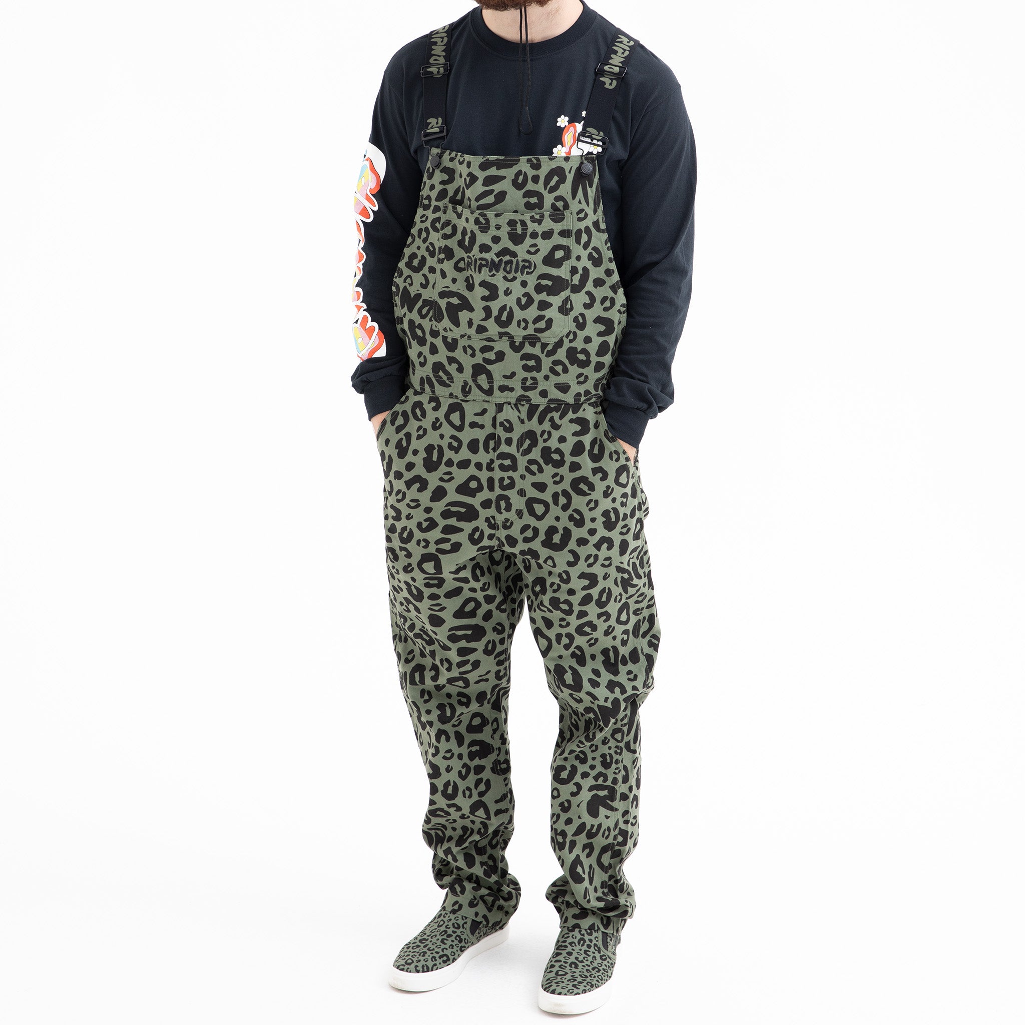 RIPNDIP Spotted Cotton Twill Overalls (Olive)