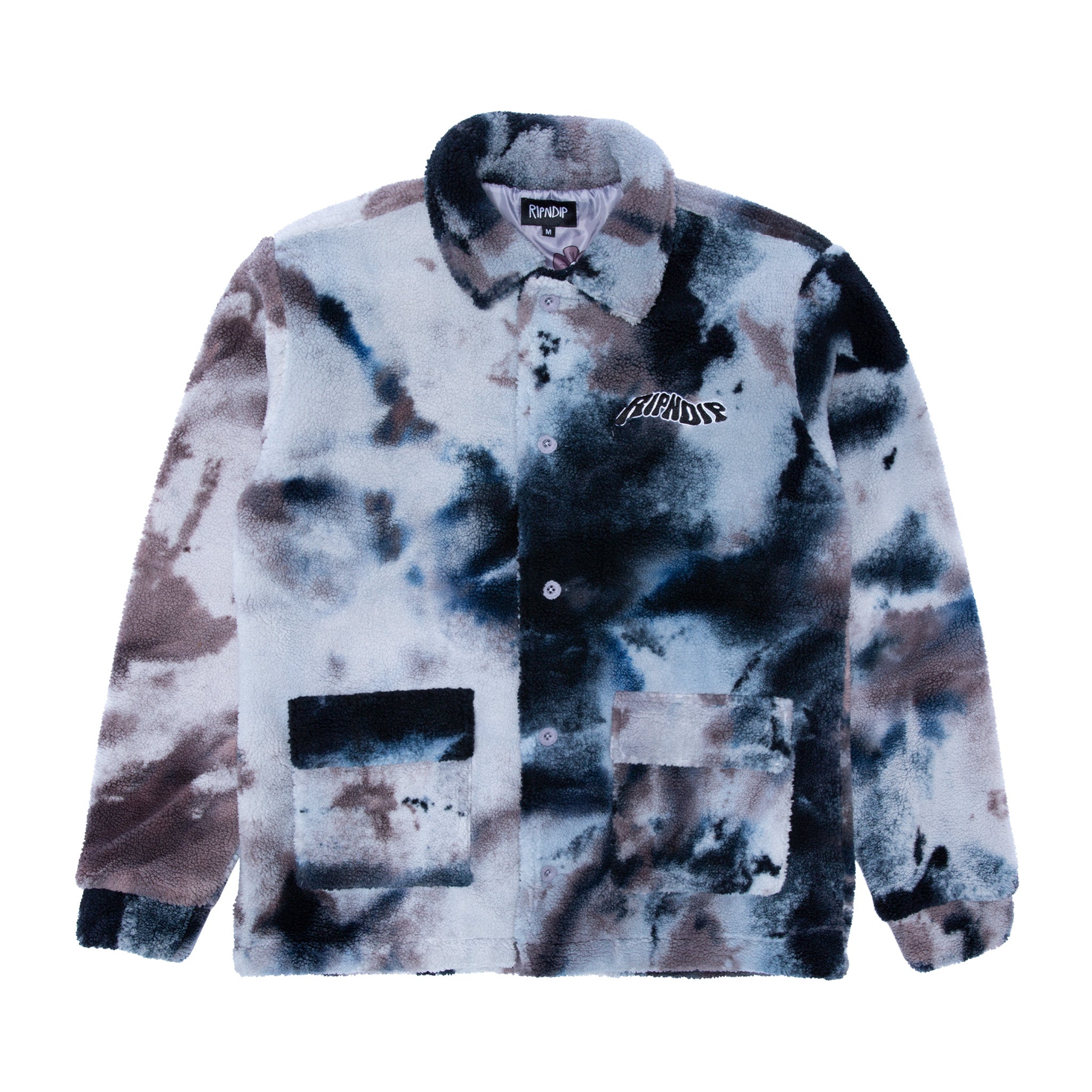 RipNDip Warped Tie Dye Sherpa Jacket (Navy/Mauve Tie Dye)