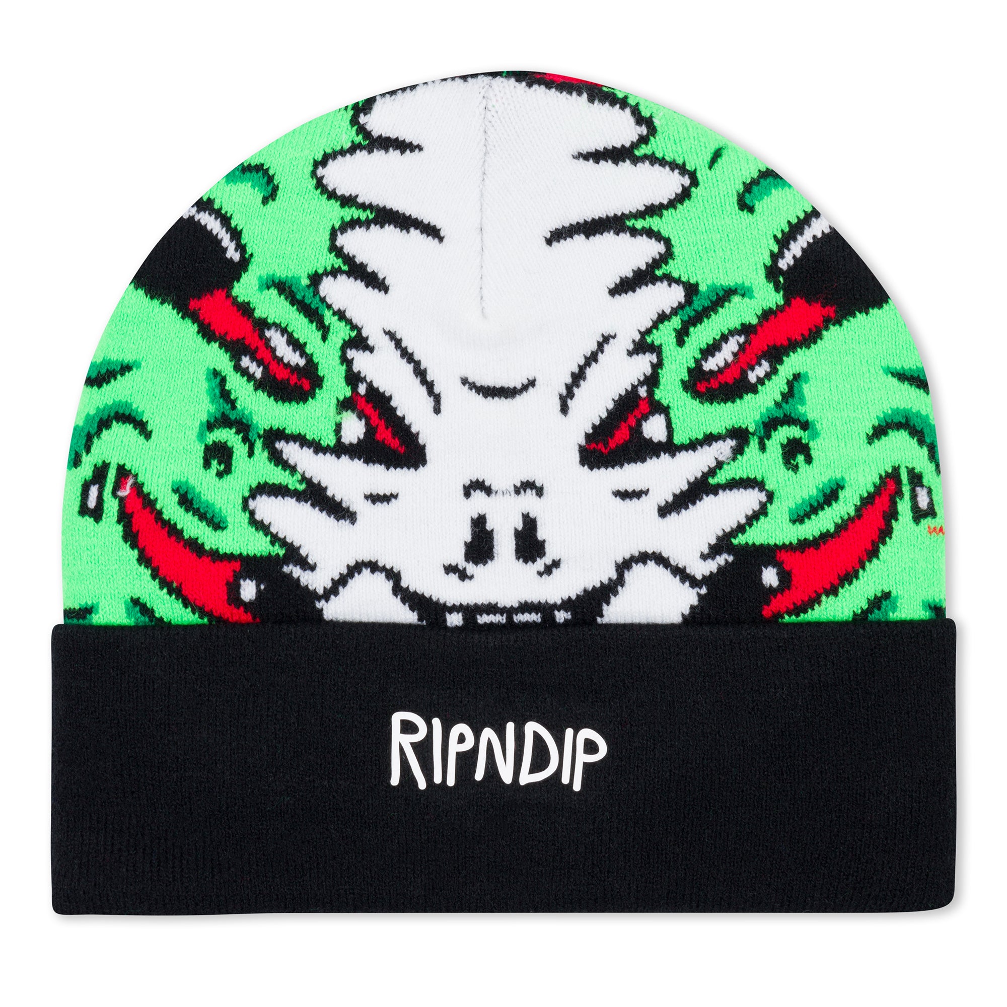 RipNDip Skull Face Knit Beanie (Black)