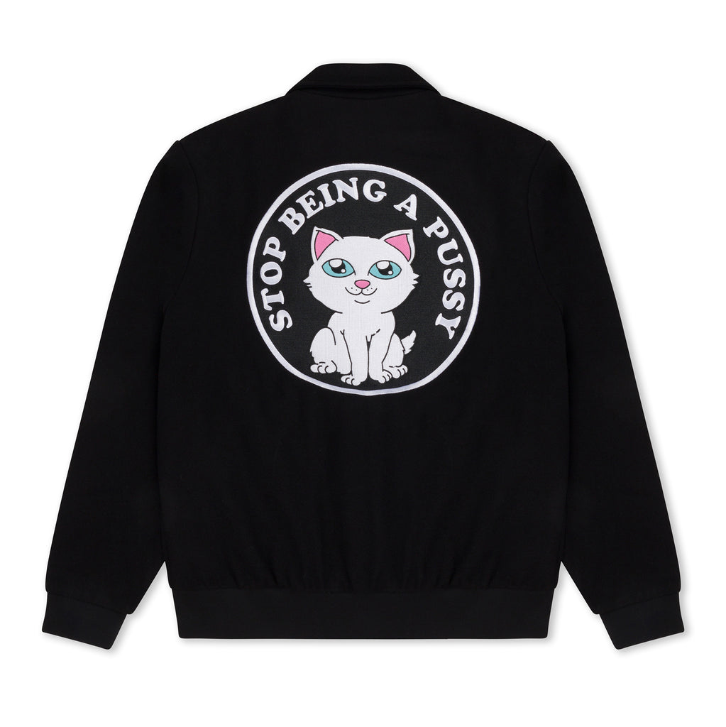 Stop Being A Pussy Varsity Jacket (Black) – RIPNDIP