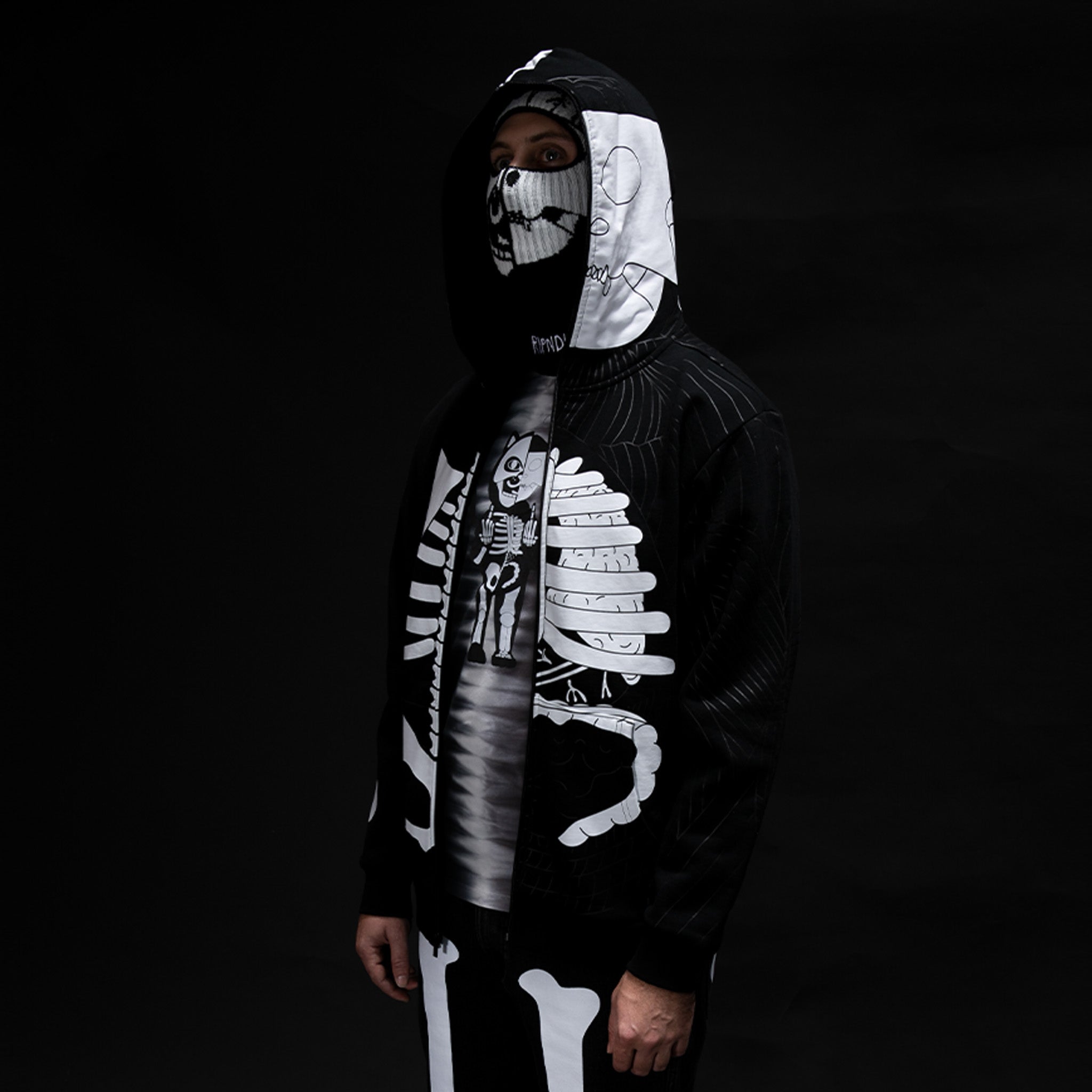 Skelly Anatomy Full Zip Hoodie (Black/White) – RIPNDIP