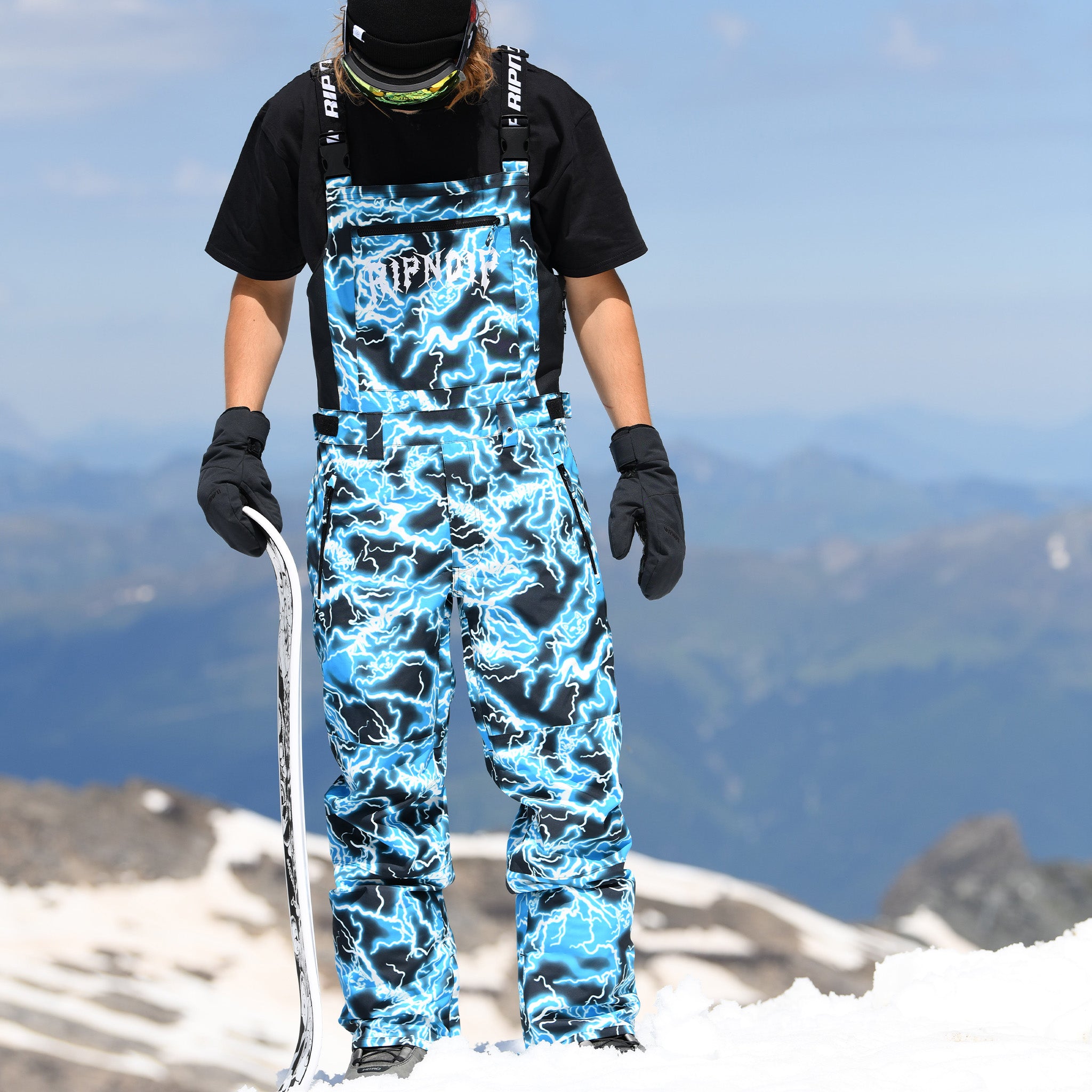 RIPNDIP Nikola Snowboard Bib Pants (Black / Blue)