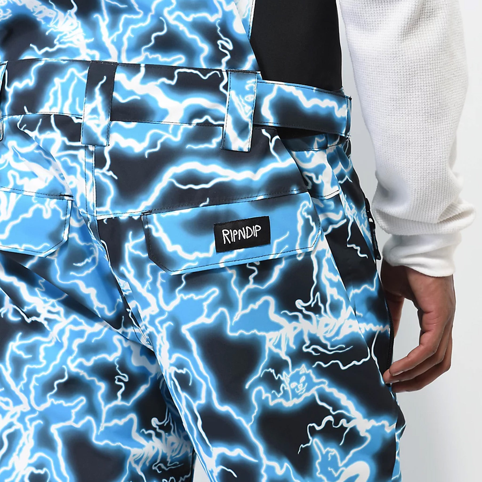 RIPNDIP Nikola Snowboard Bib Pants (Black / Blue)