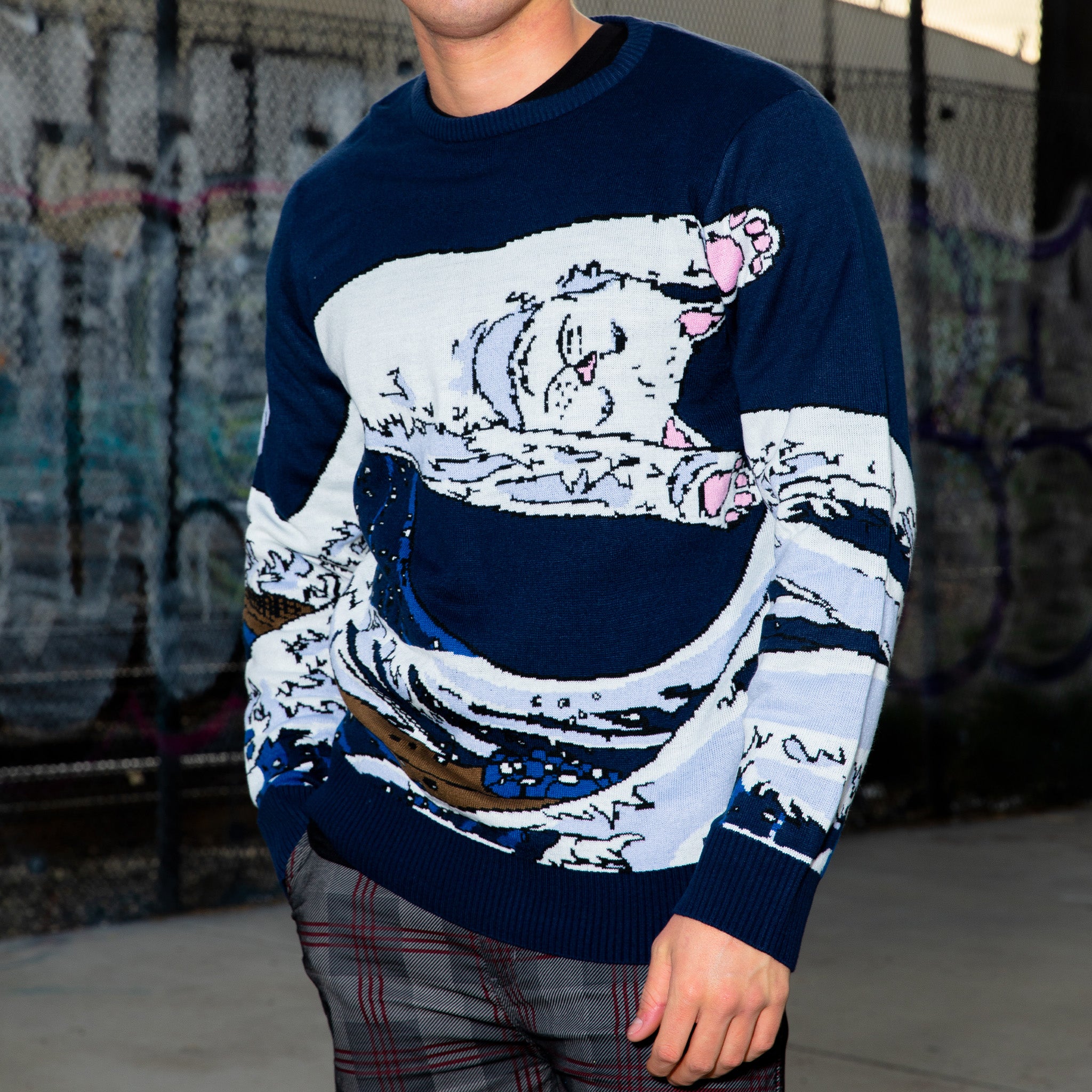 RIPNDIP Great Wave Sweater (Navy)