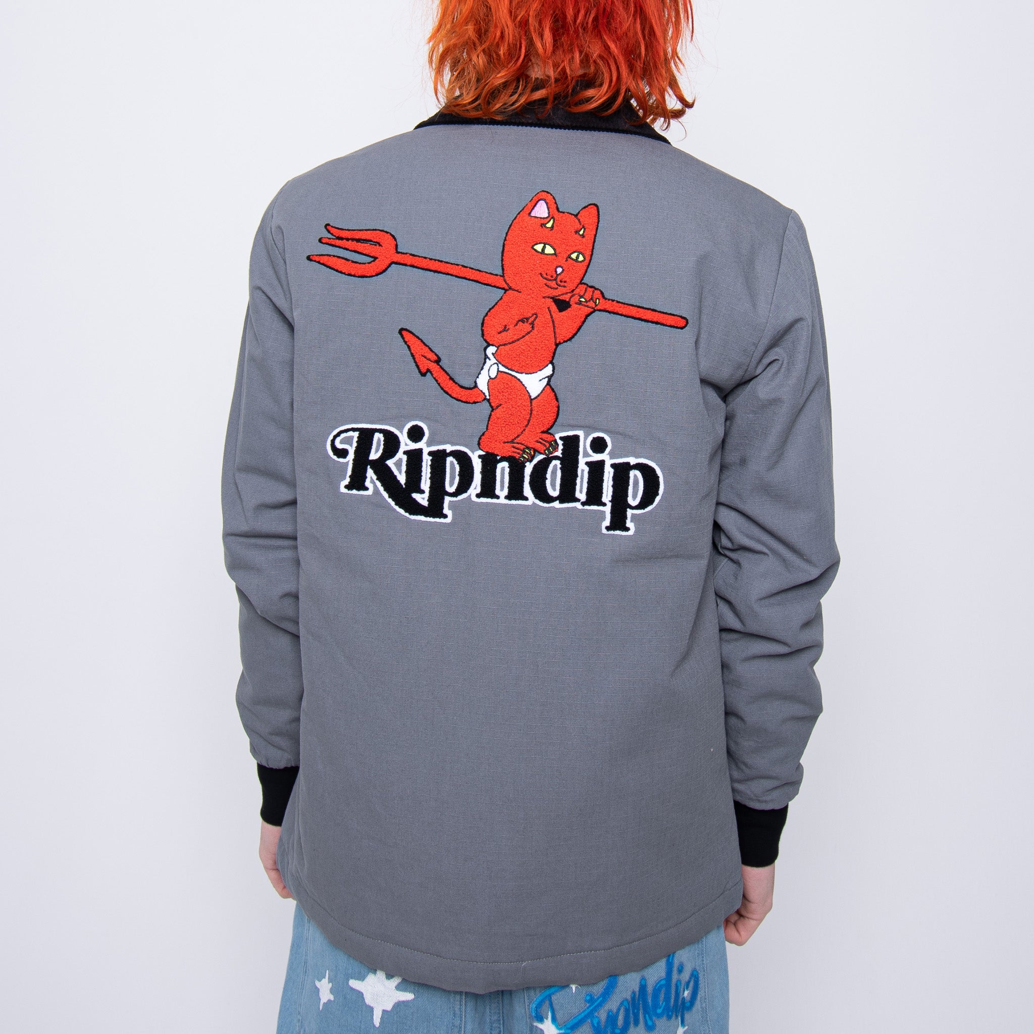 RipNDip Devil Baby Button Down Jacket (Charcoal)