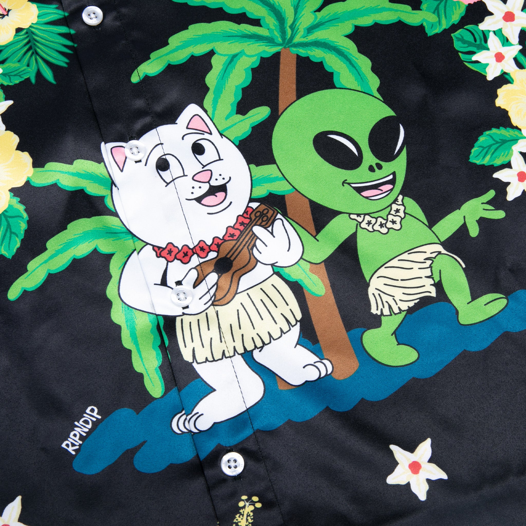 Aloha Nerm Short Sleeve Button Up (Black)
