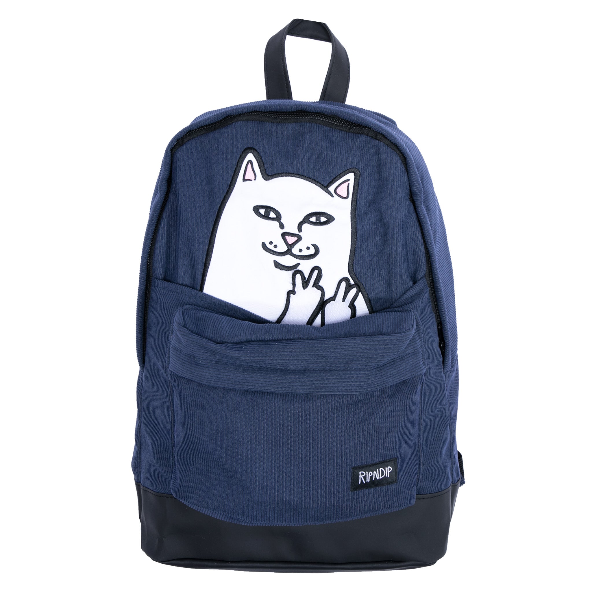 RIPNDIP Lord Nermal Velcro Hands Corduroy Backpack (Navy)