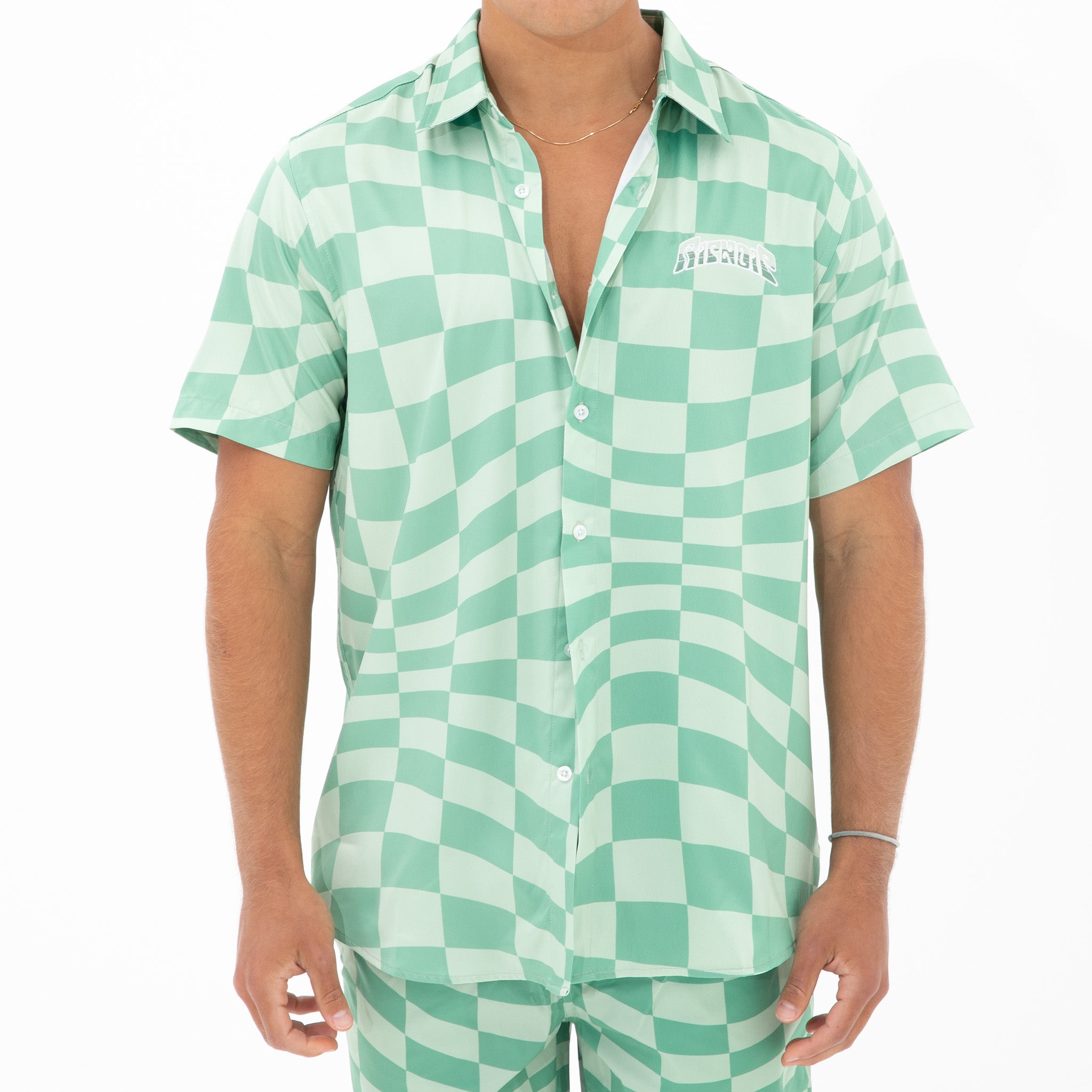 RIPNDIP Checked Short Sleeve Button Up (Olive/Pine)
