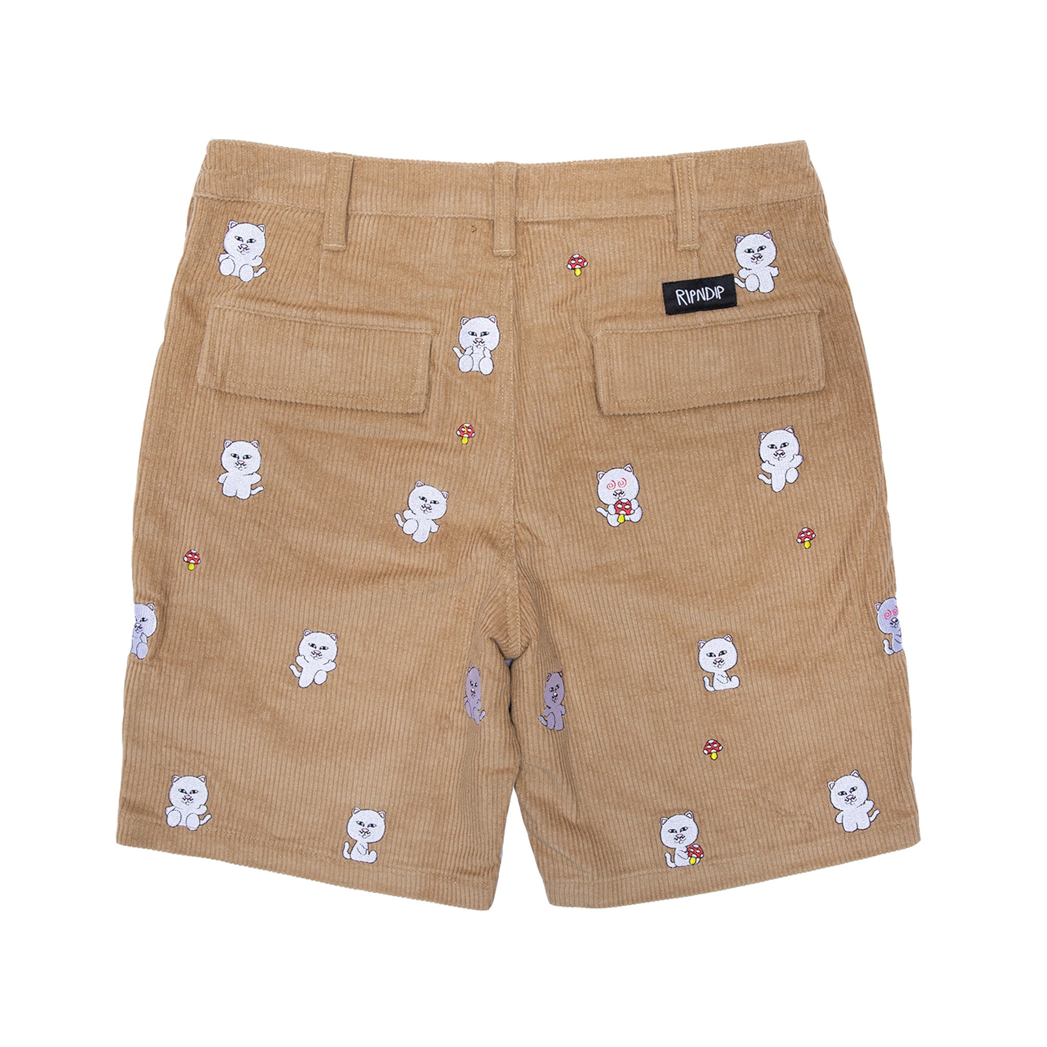 Hello Nermy Corduroy Embroidered Shorts (Tan)